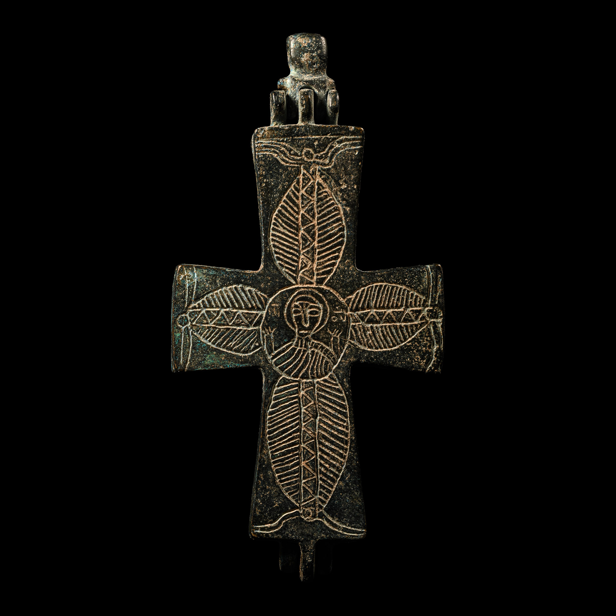 Bronze Reliquary Cross Pendant