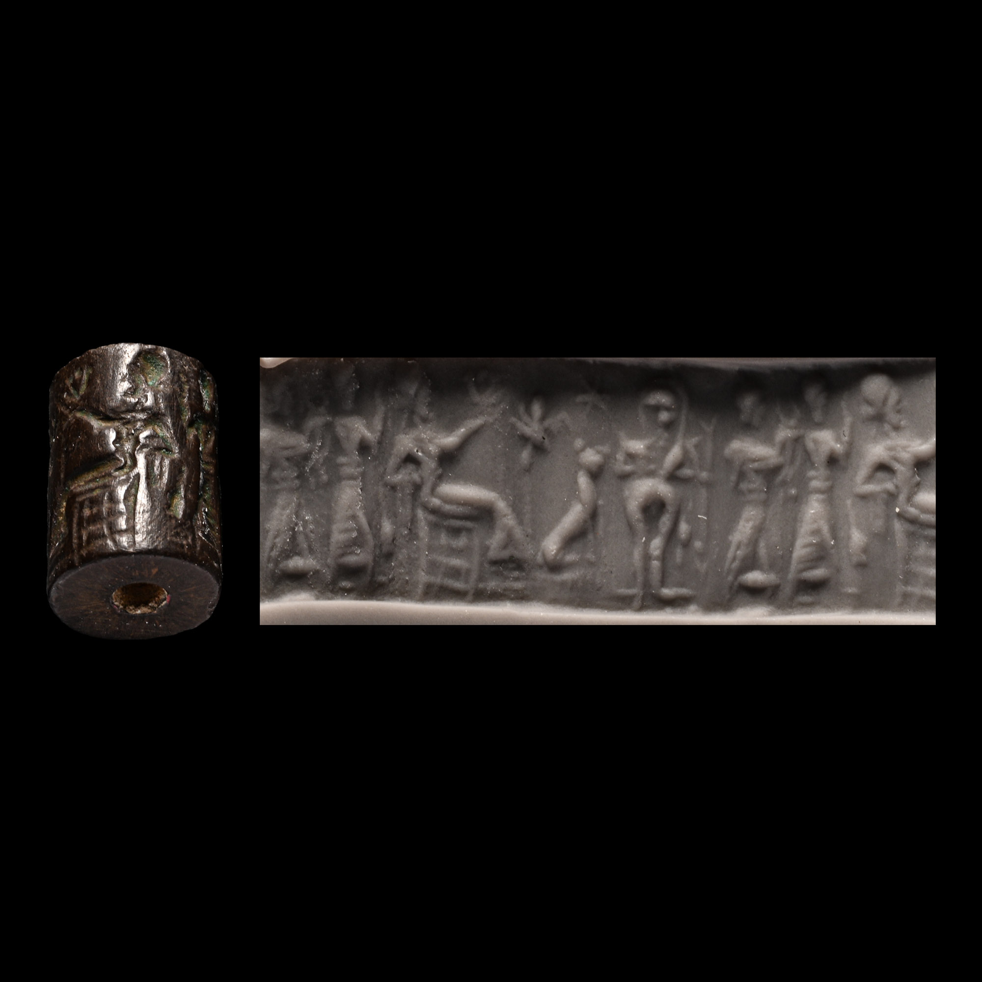 Western Asiatic Haematite Cylinder Seal with Presentation Scene