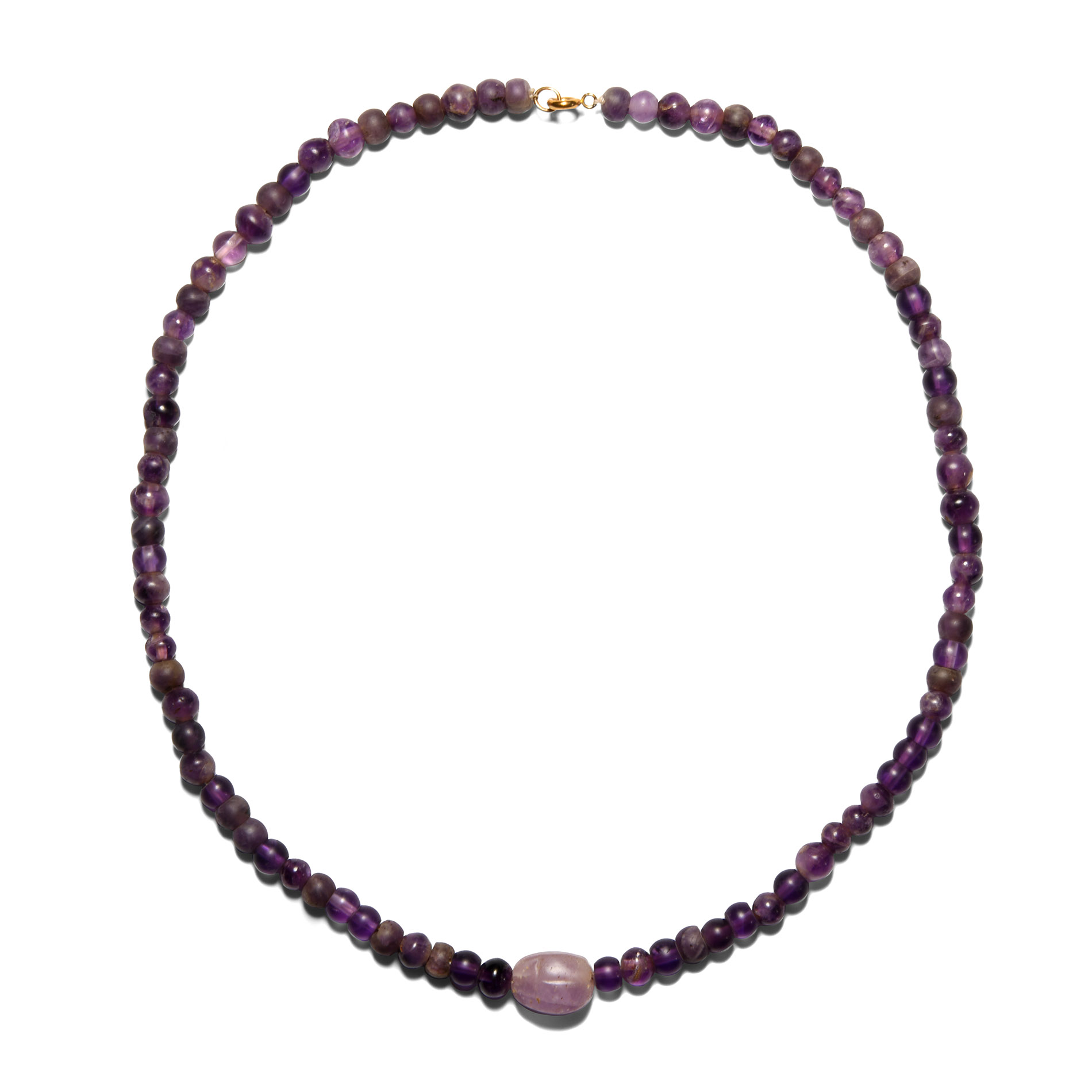 Egyptian Amethyst Bead Necklace with Scaraboid