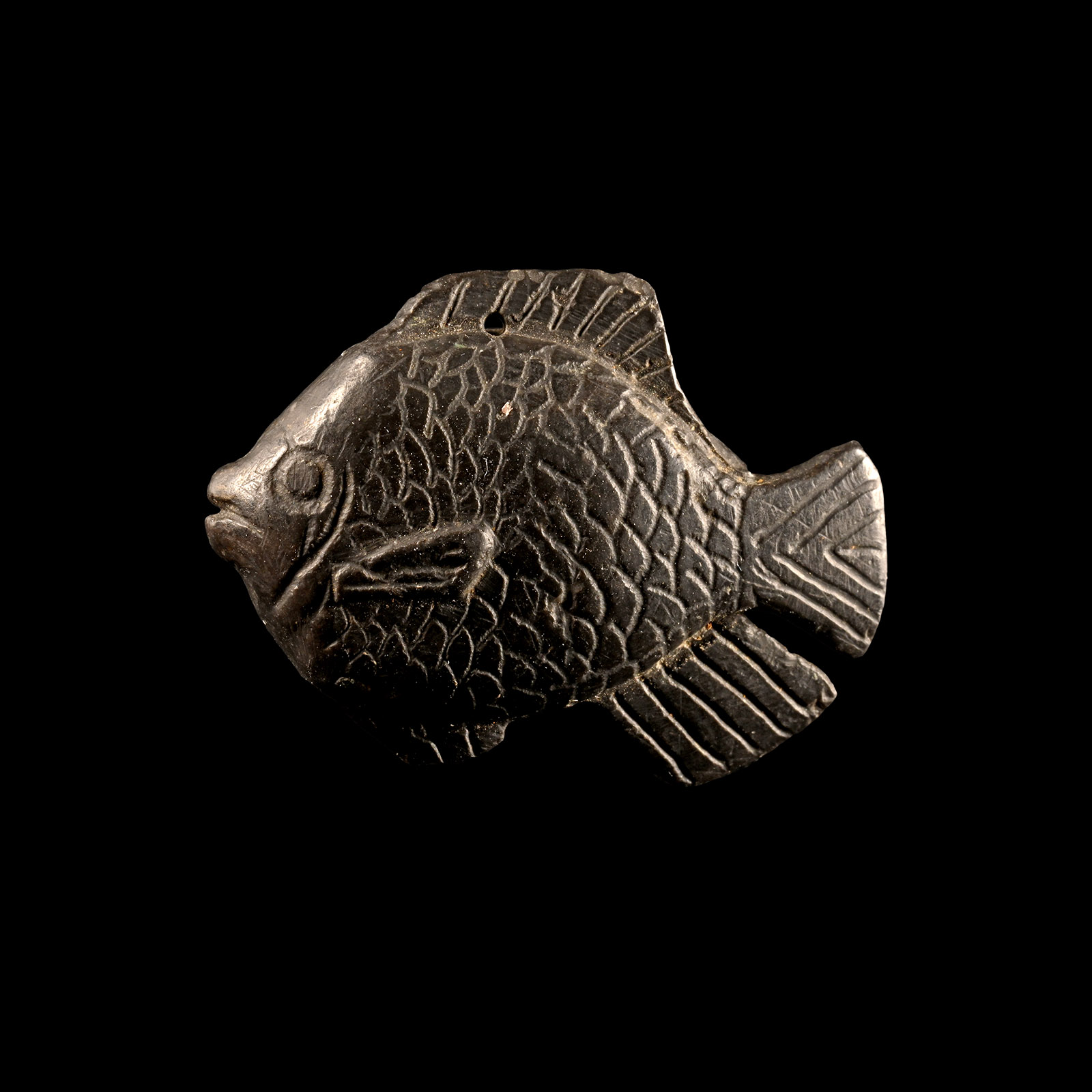 Western Asiatic Black Stone Fish Amulet