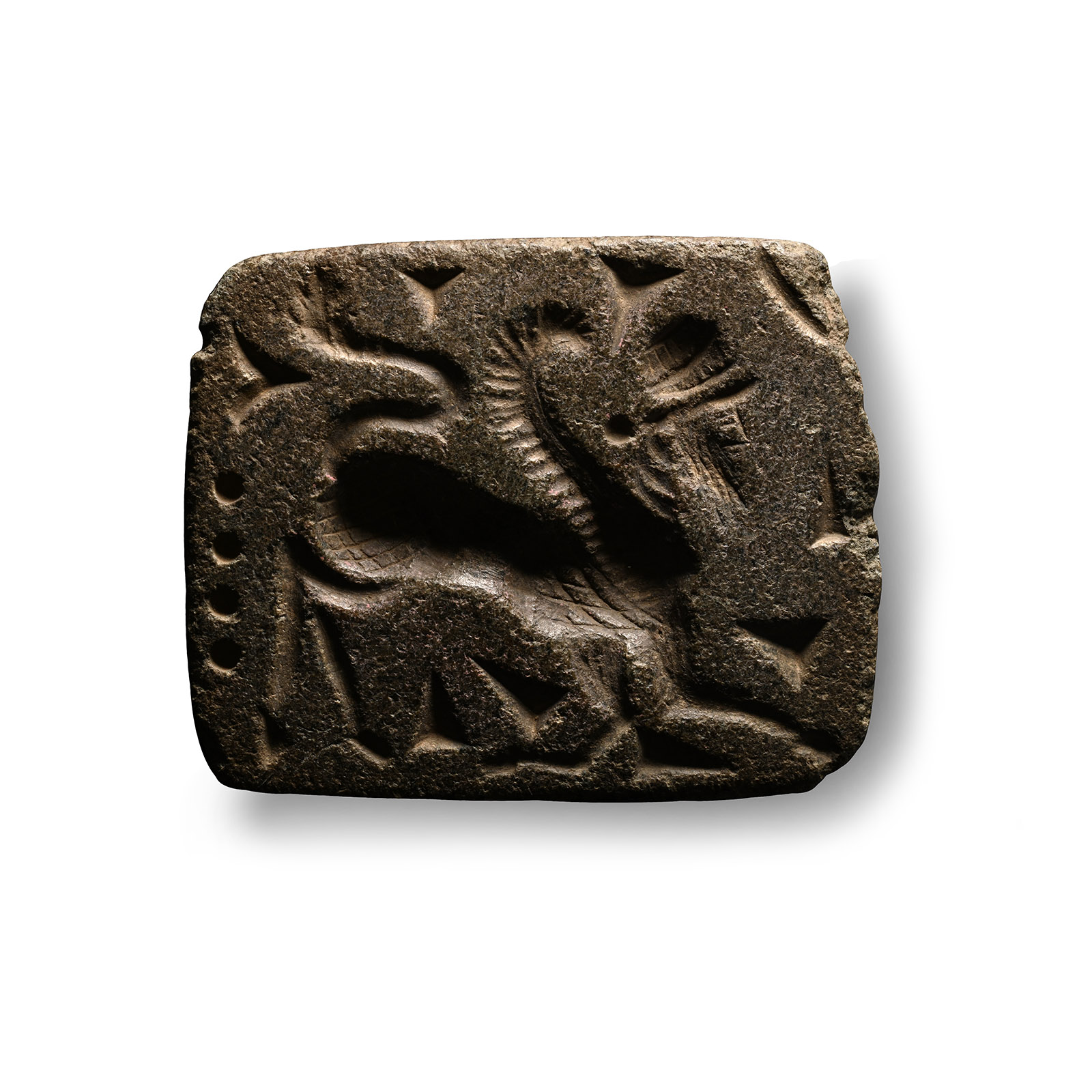 Large Bactrian Stone Stamp Seal with Lamassu