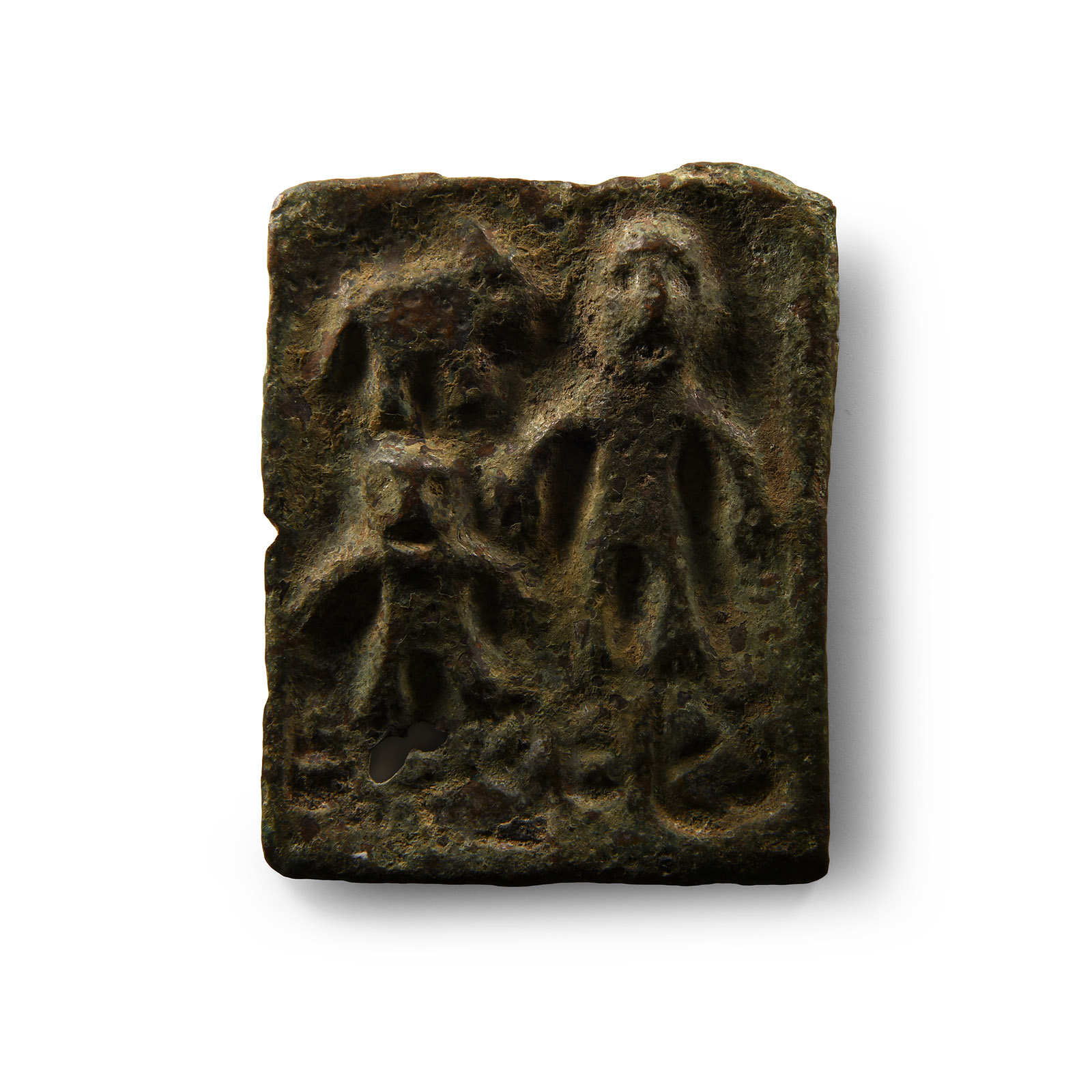 Bactrian Bronze Plaque with Figural Scene