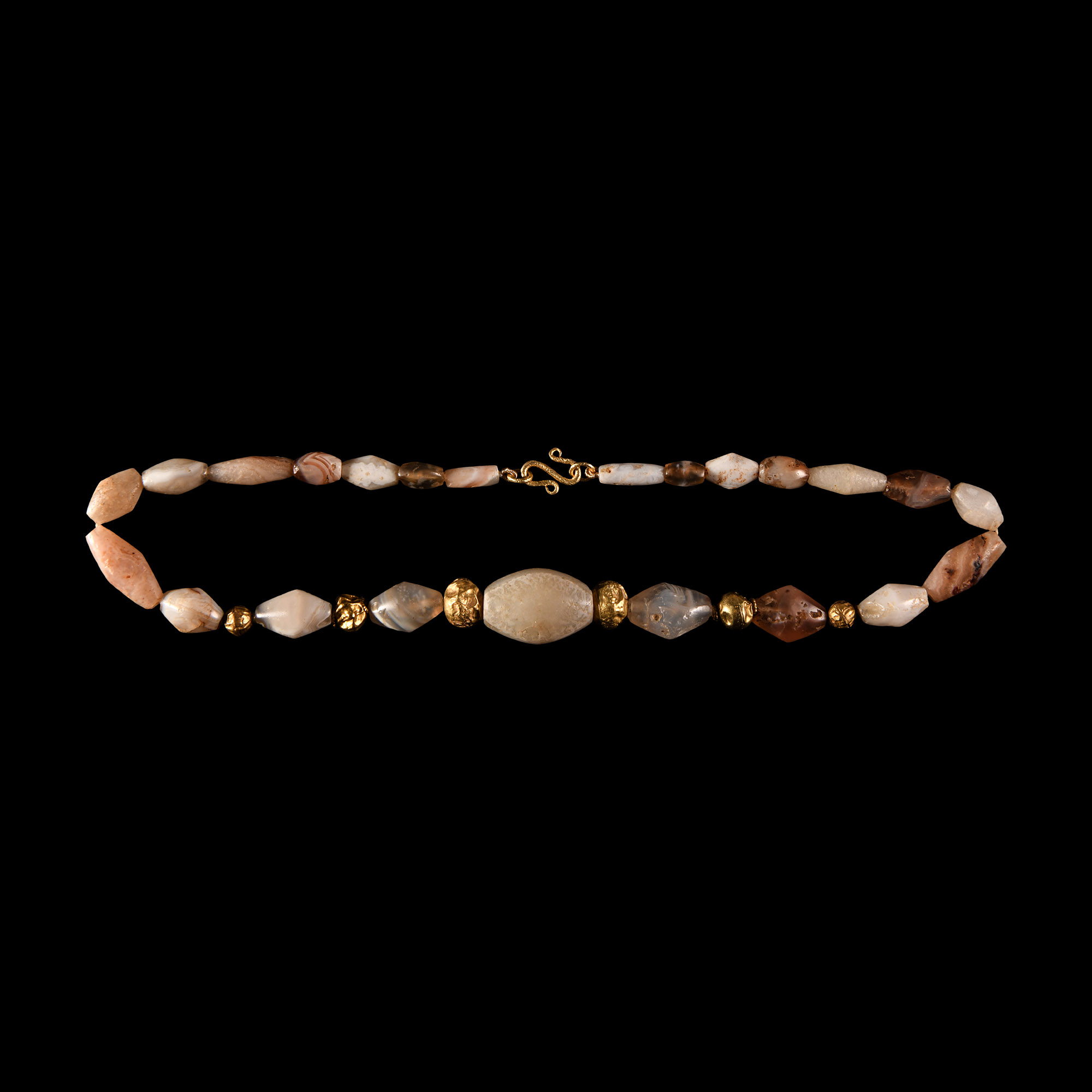 Western Asiatic Agate and Gold Bead Necklace
