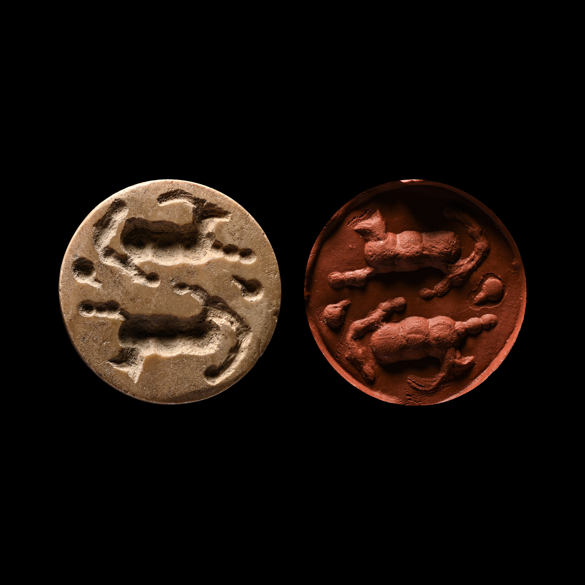 Sumerian Domed Stone Stamp Seal with Animals
