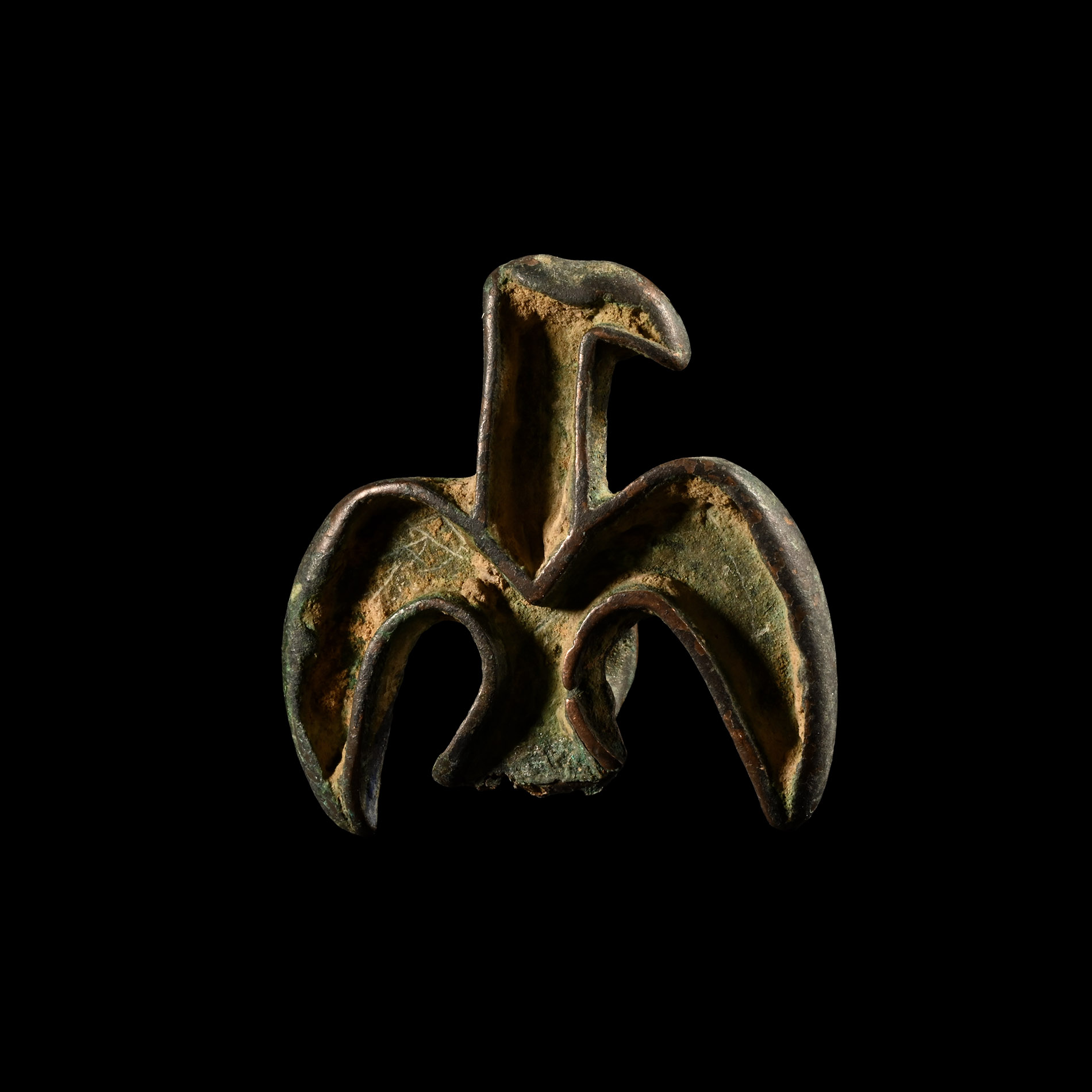 Central Asian Bronze Compartmented Eagle Seal Matrix