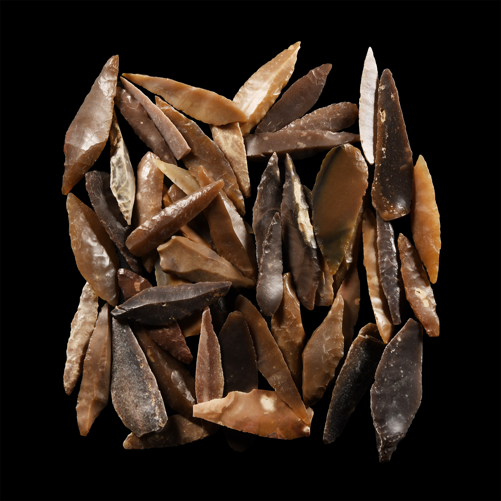 Stone Age Long Flint Arrowhead Group