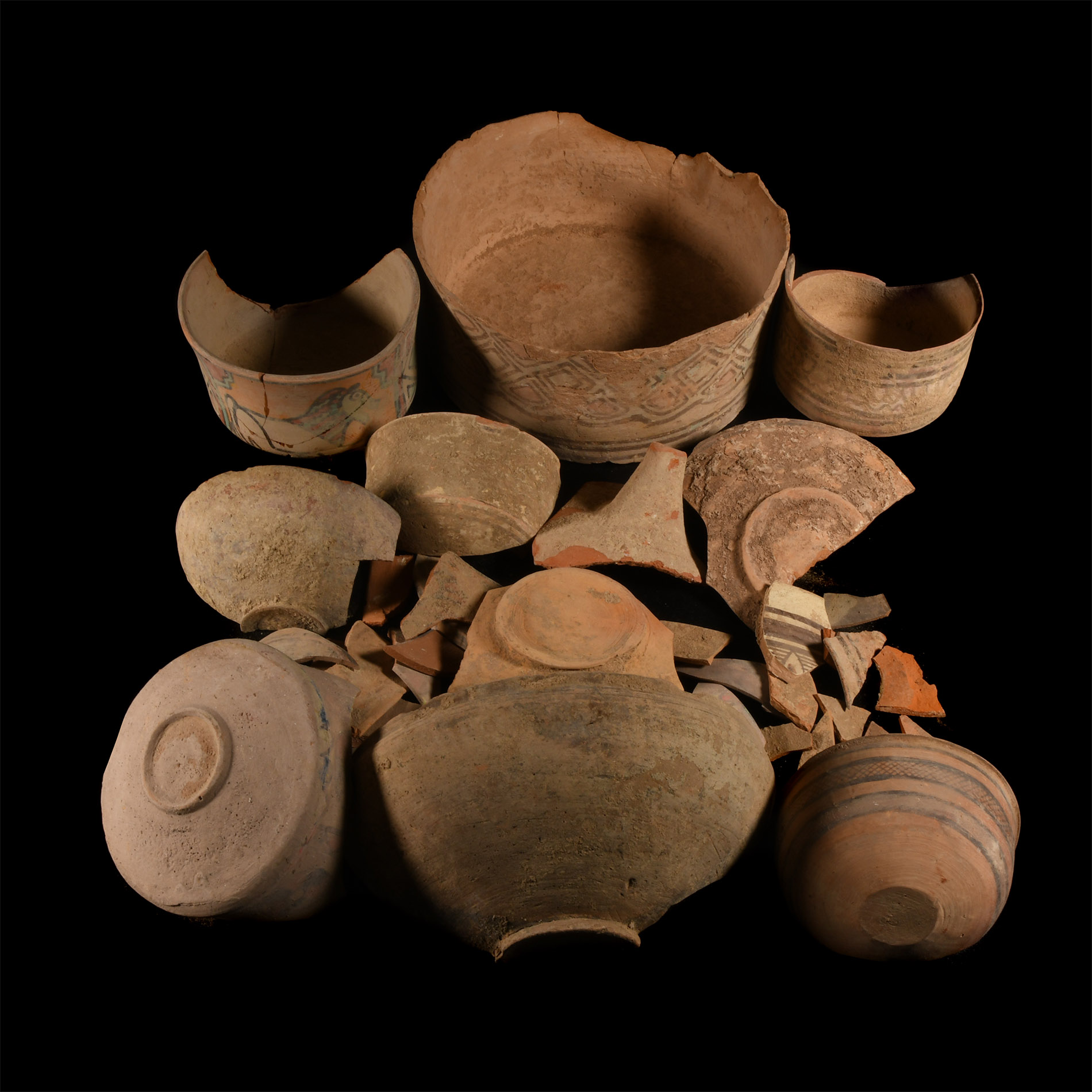 Indus Valley Painted Terracotta Fragment Group