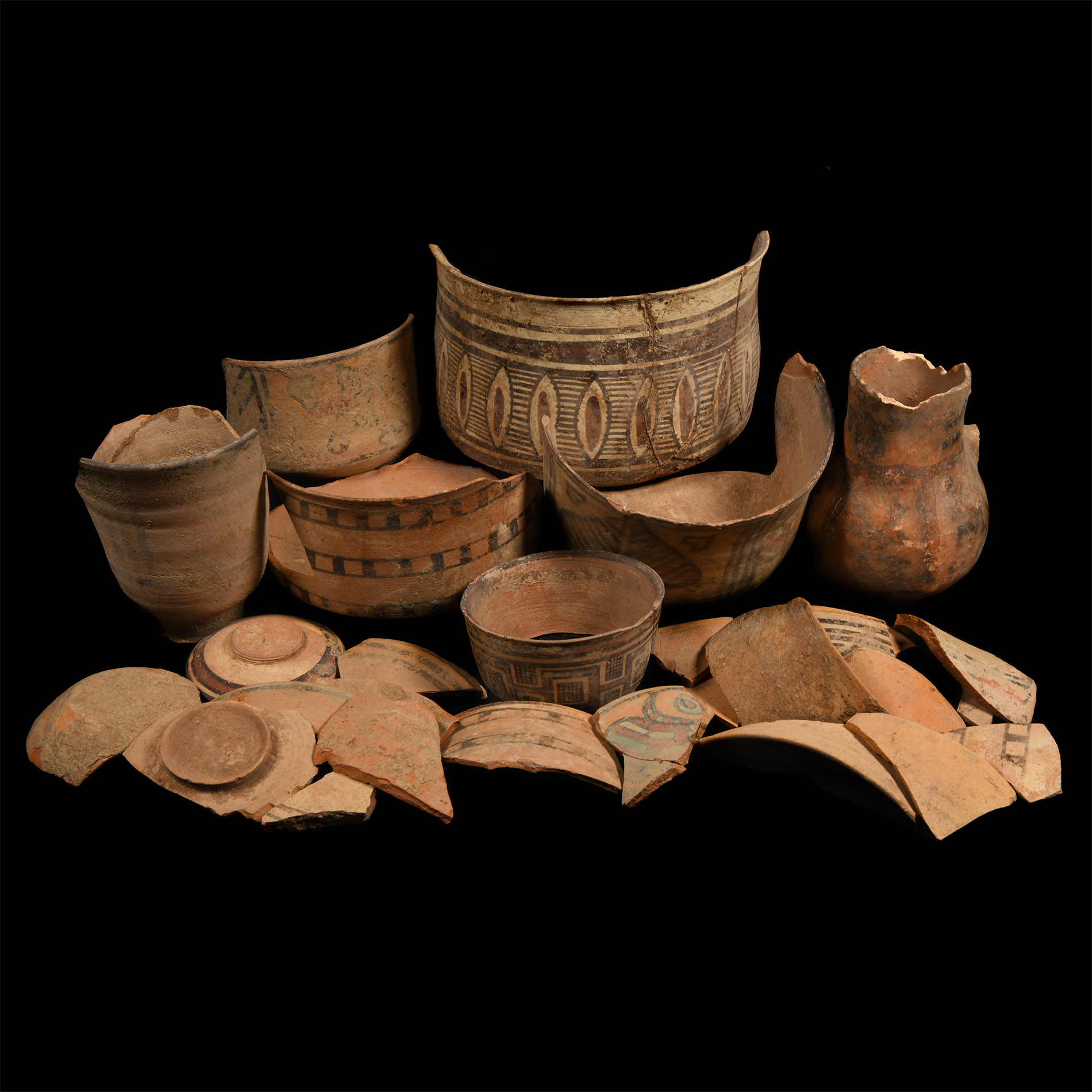 Indus Valley Painted Terracotta Fragment Group