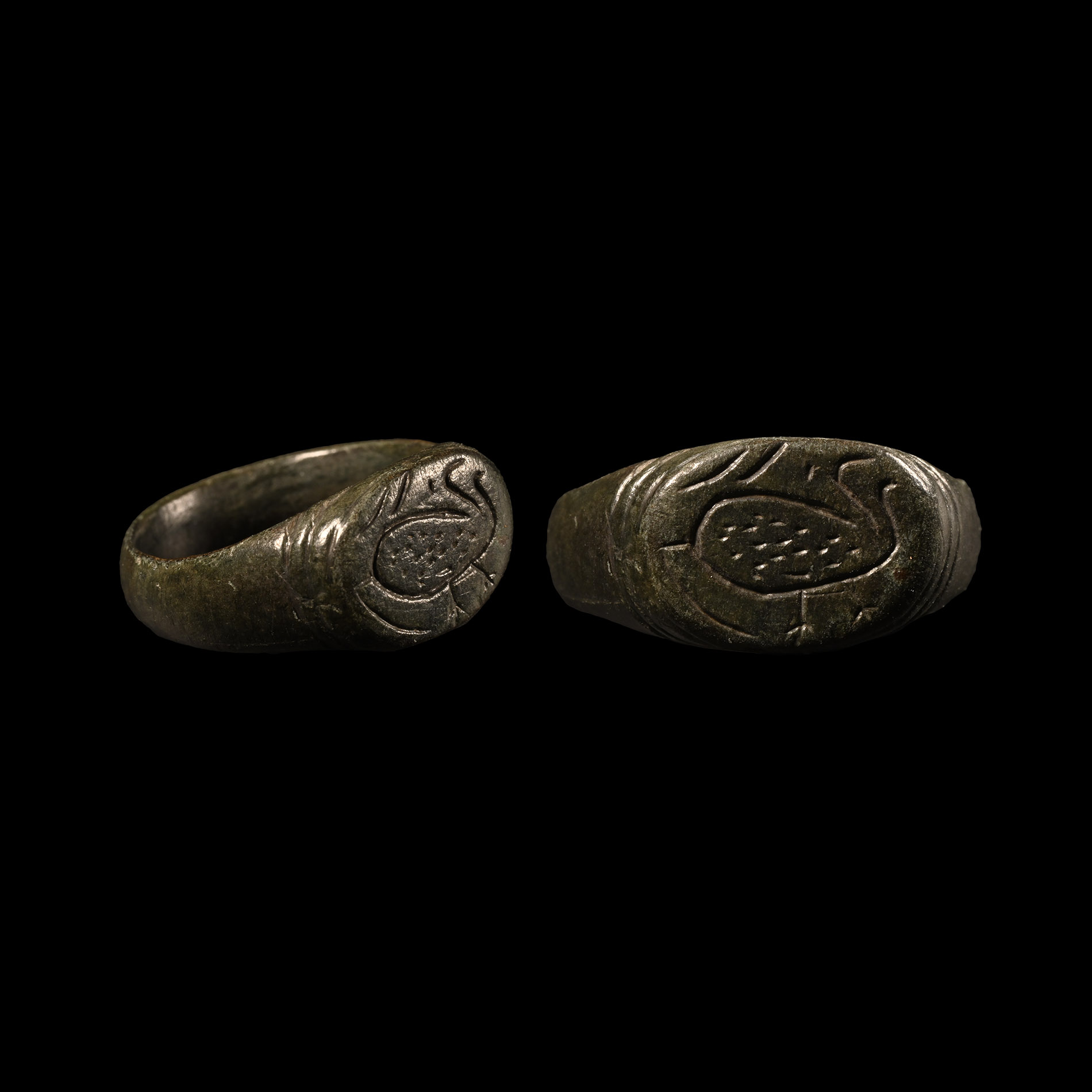 Byzantine Bronze Ring with Bird in Profile