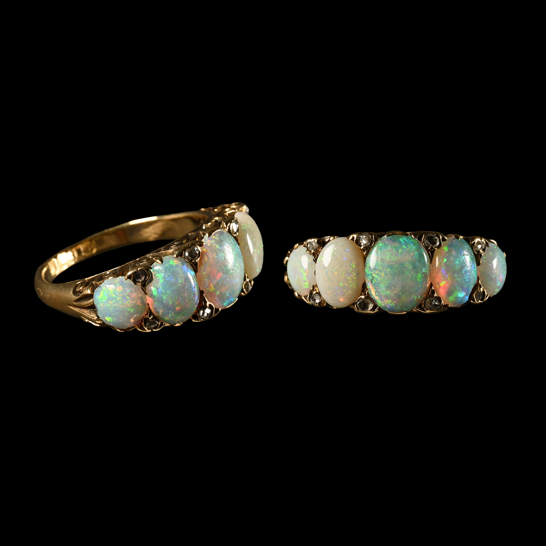 Antique Gold Ring with Australian Opals