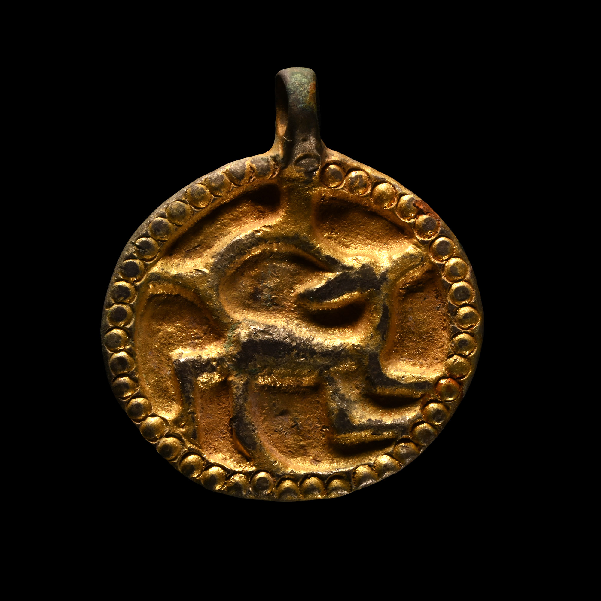 Viking Age Silver-Gilt Pendant with Beast Facing Back