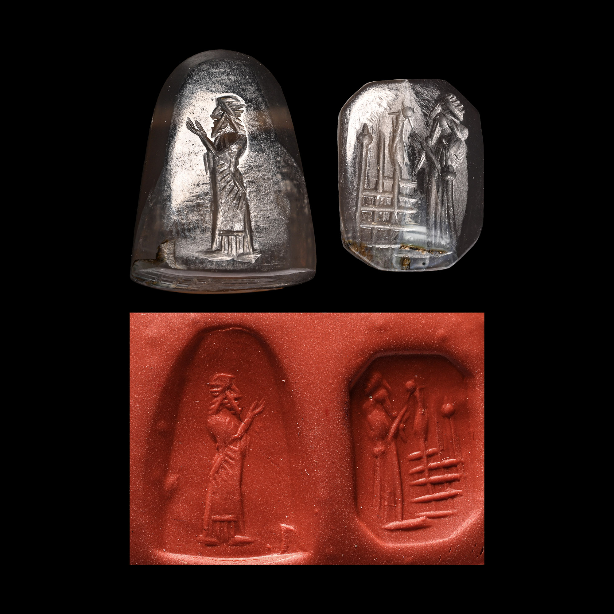 Neo Babylonian Bifacial Quartz Stamp Seal