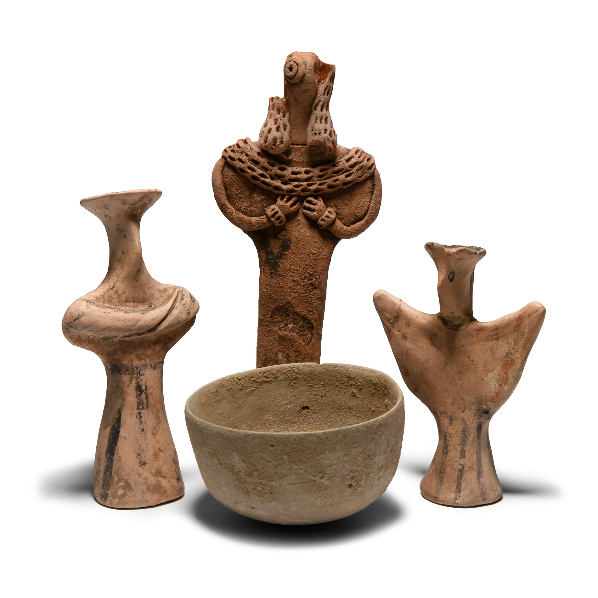 Western Asiatic and Other Terracotta Bowl and Fertility Figure Group