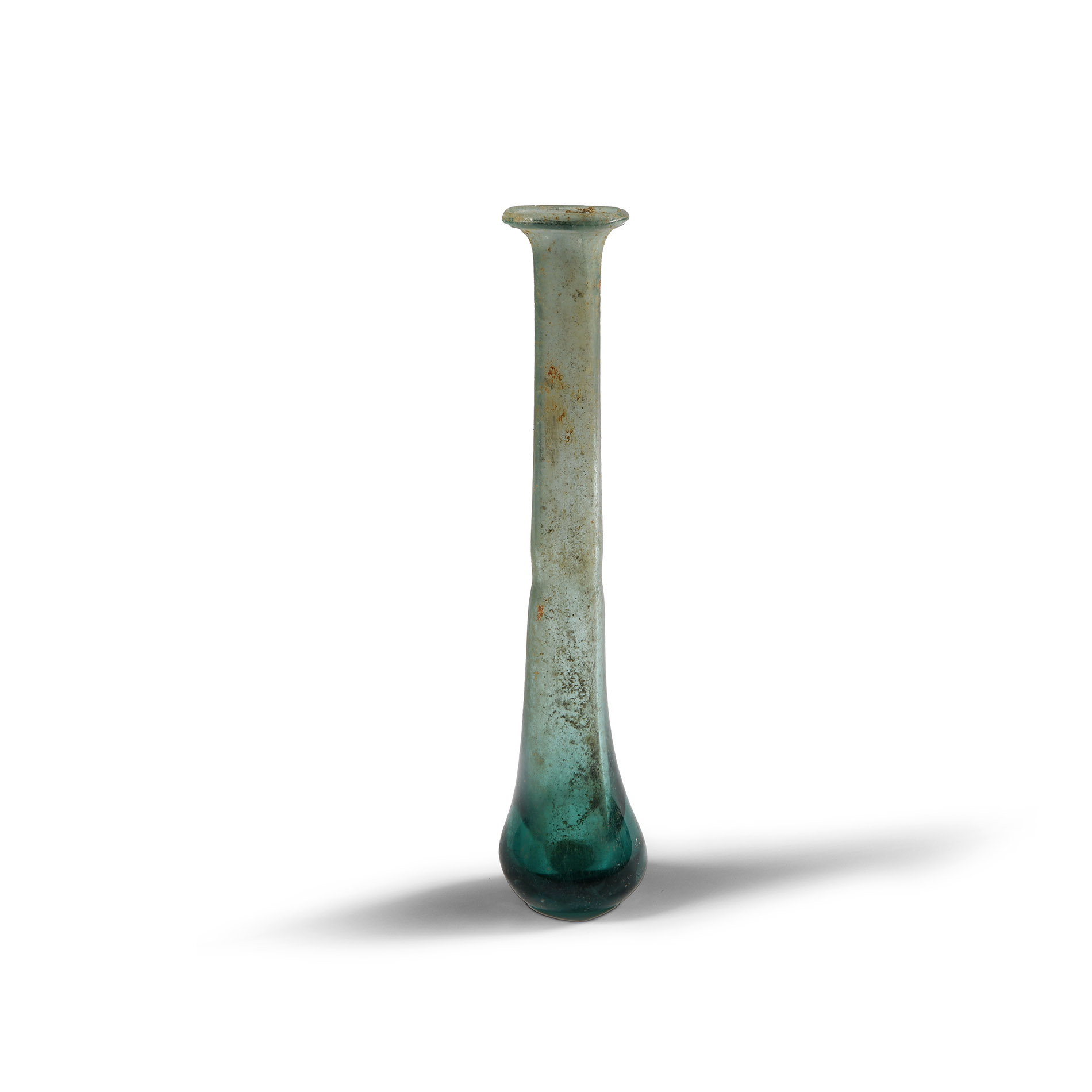 Roman Tall Green Glass Vial