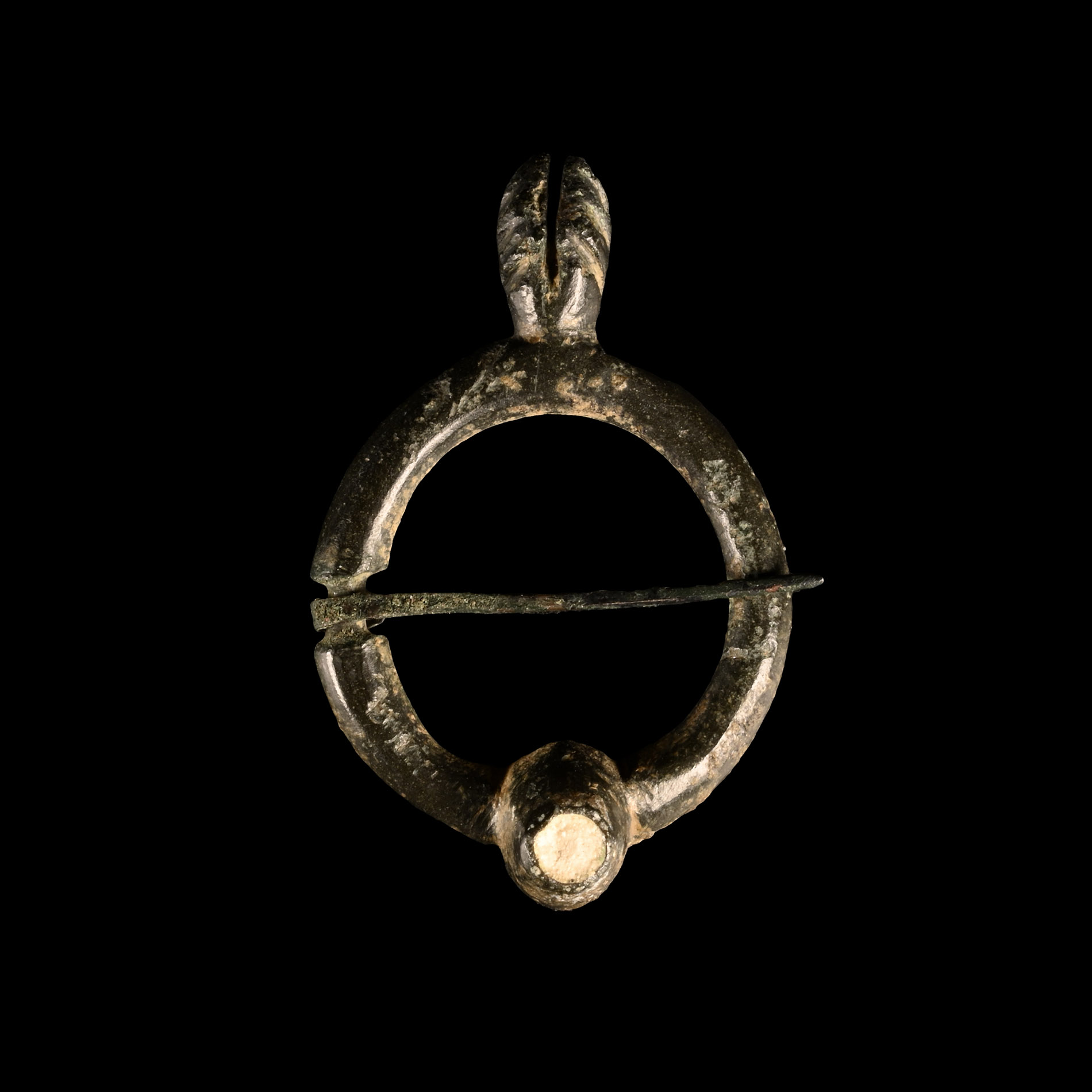 Medieval Bronze Annular Brooch with Turret