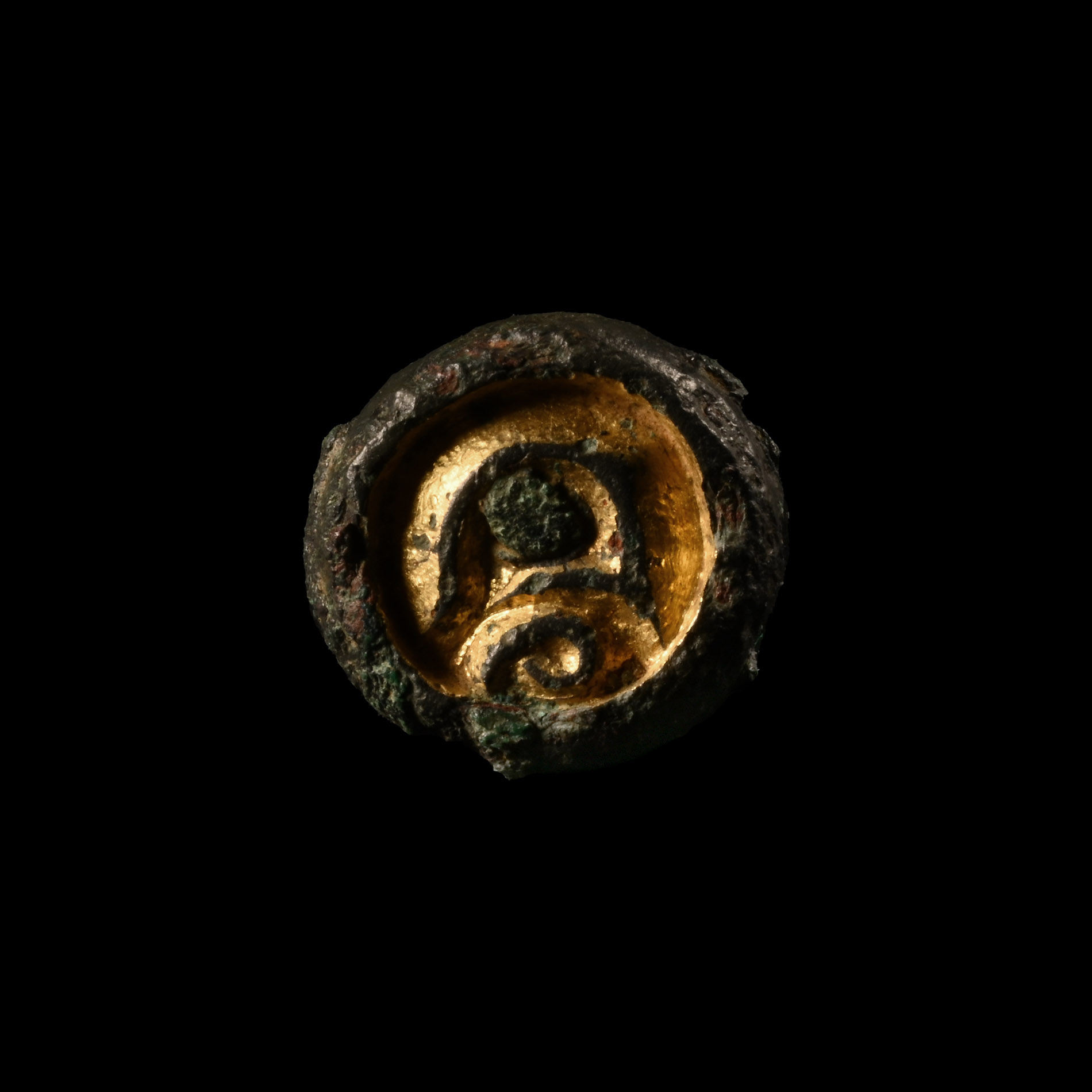 Anglo-Saxon Gilt Bronze Stud with Profile Head