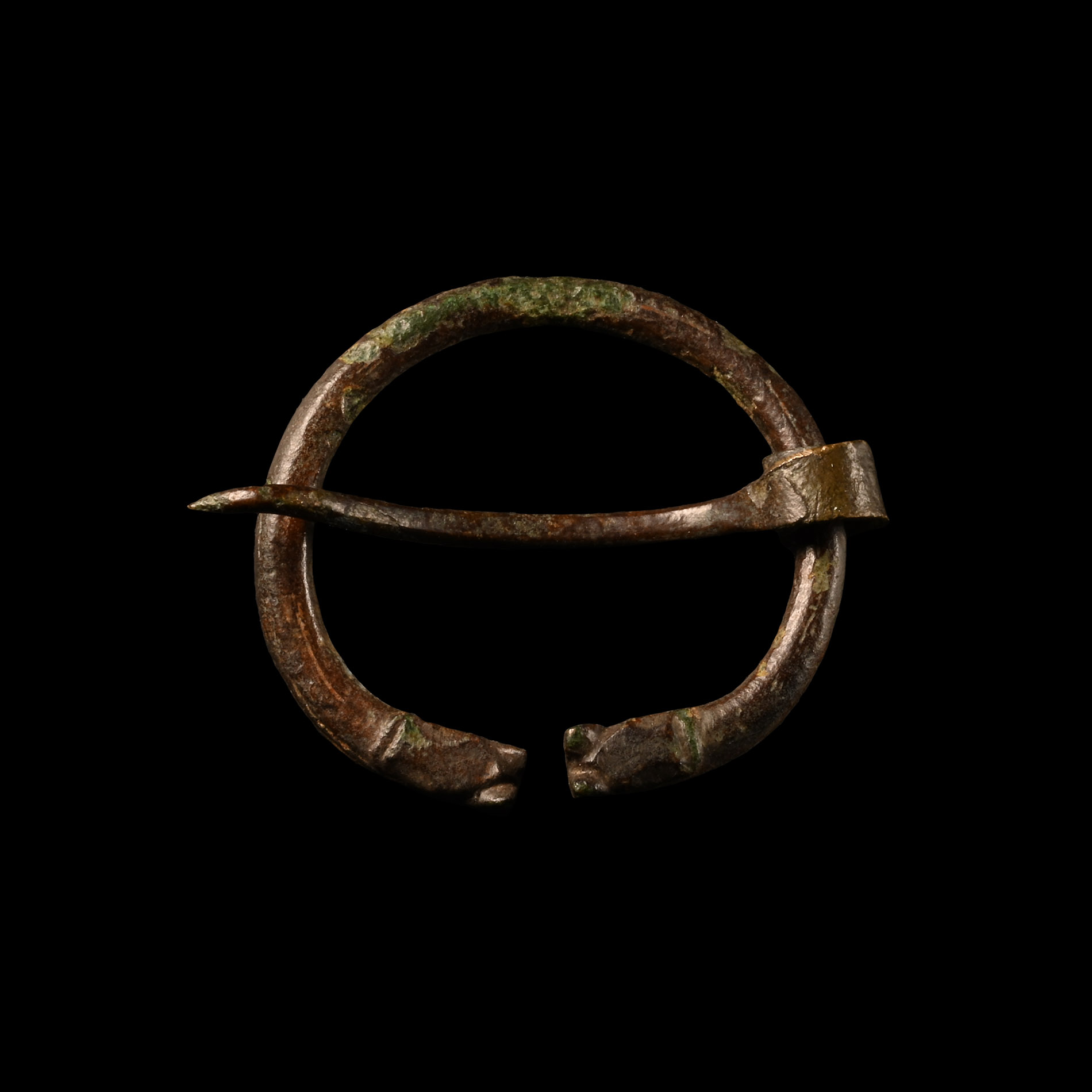 Viking Age Bronze Torc-Shaped Brooch with Beast Heads