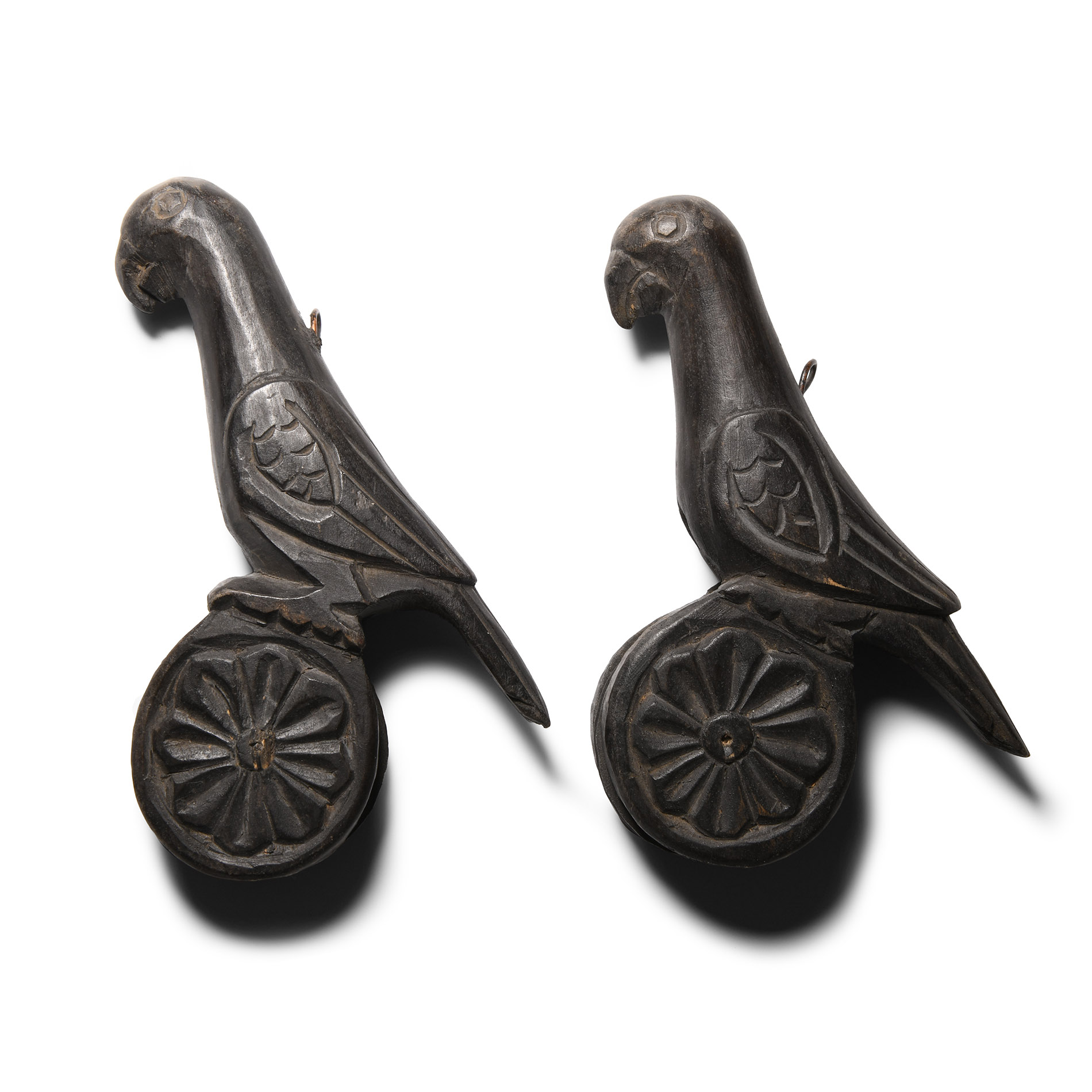 Burmese Wooden Bird Loom Pulley Pair