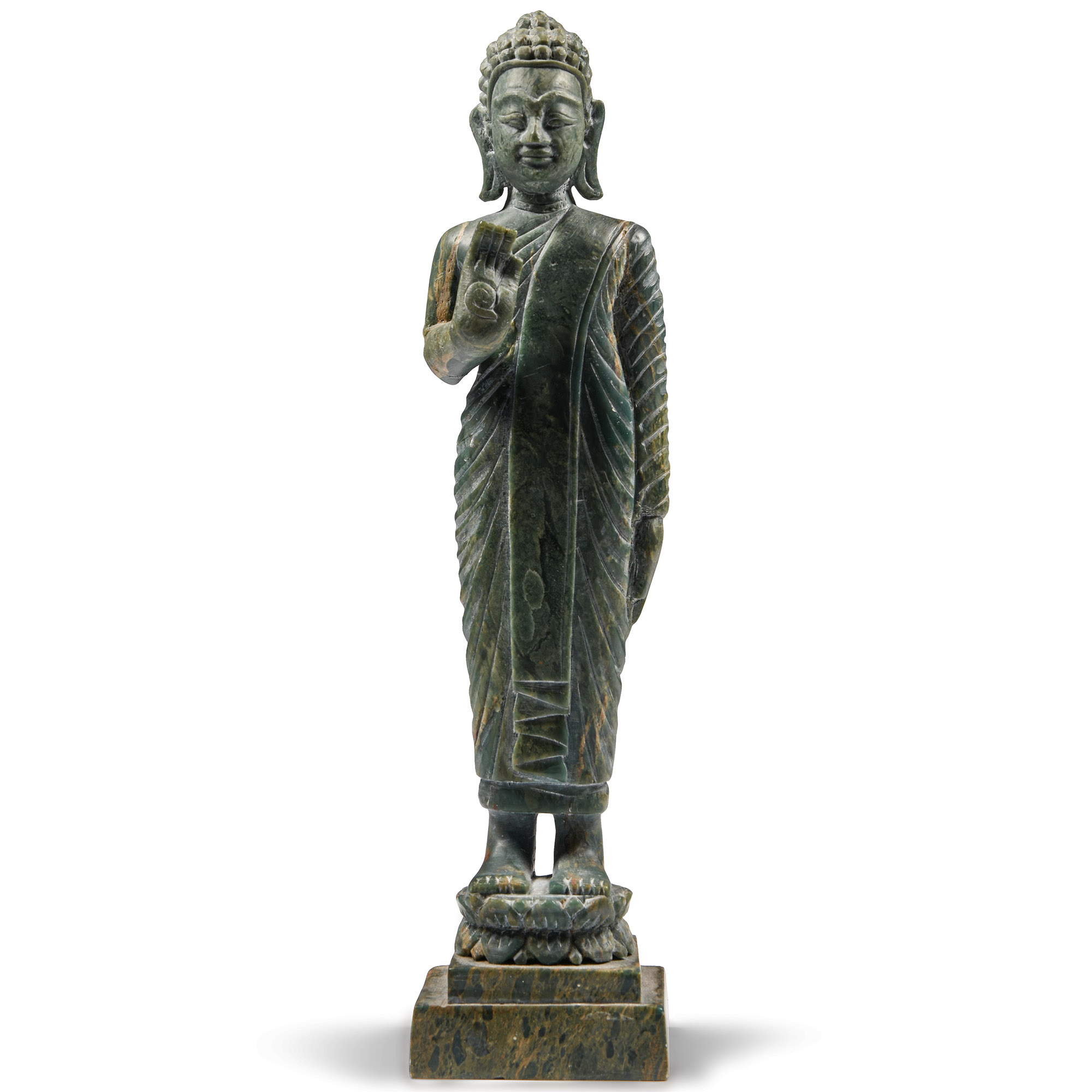 Cambodian Carved Green Stone Buddha