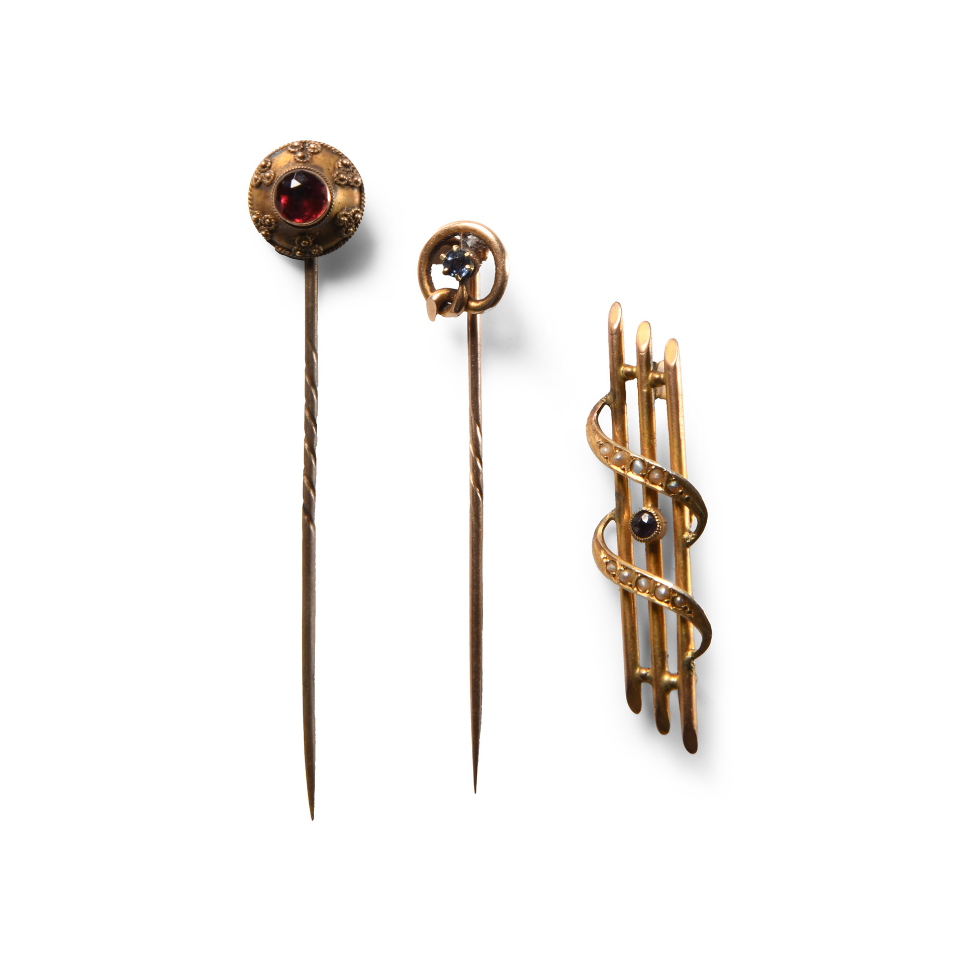 Jewelled Gold Tie Pin Group