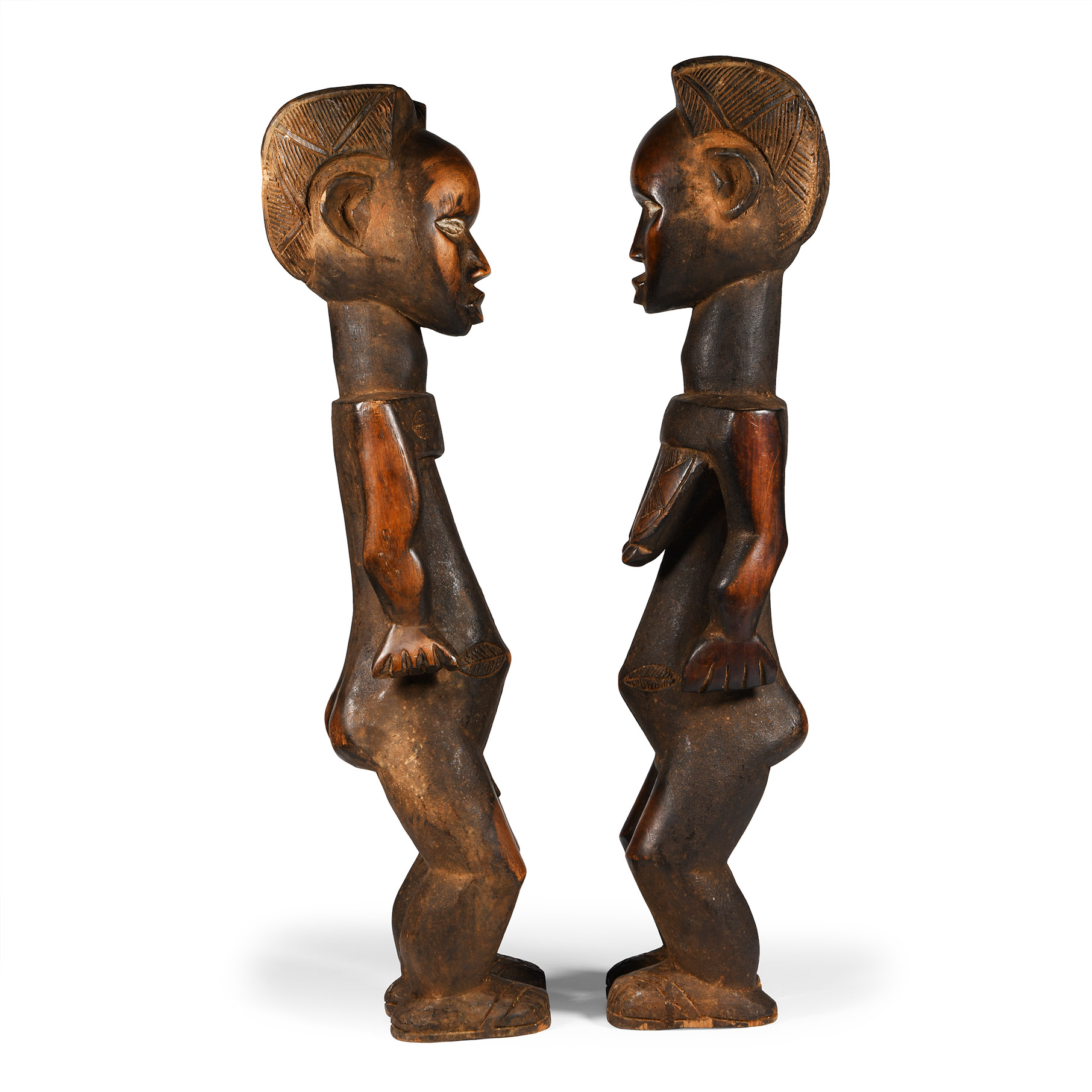 West African Carved Wooden Baule Figure Pair