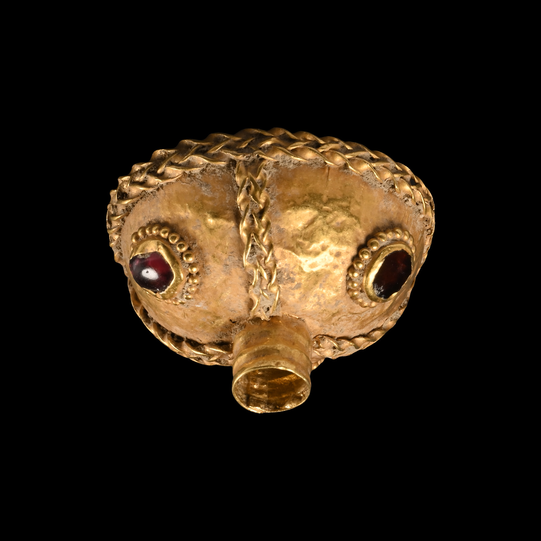 Byzantine Gold Dagger Pommel Cap with Garnets