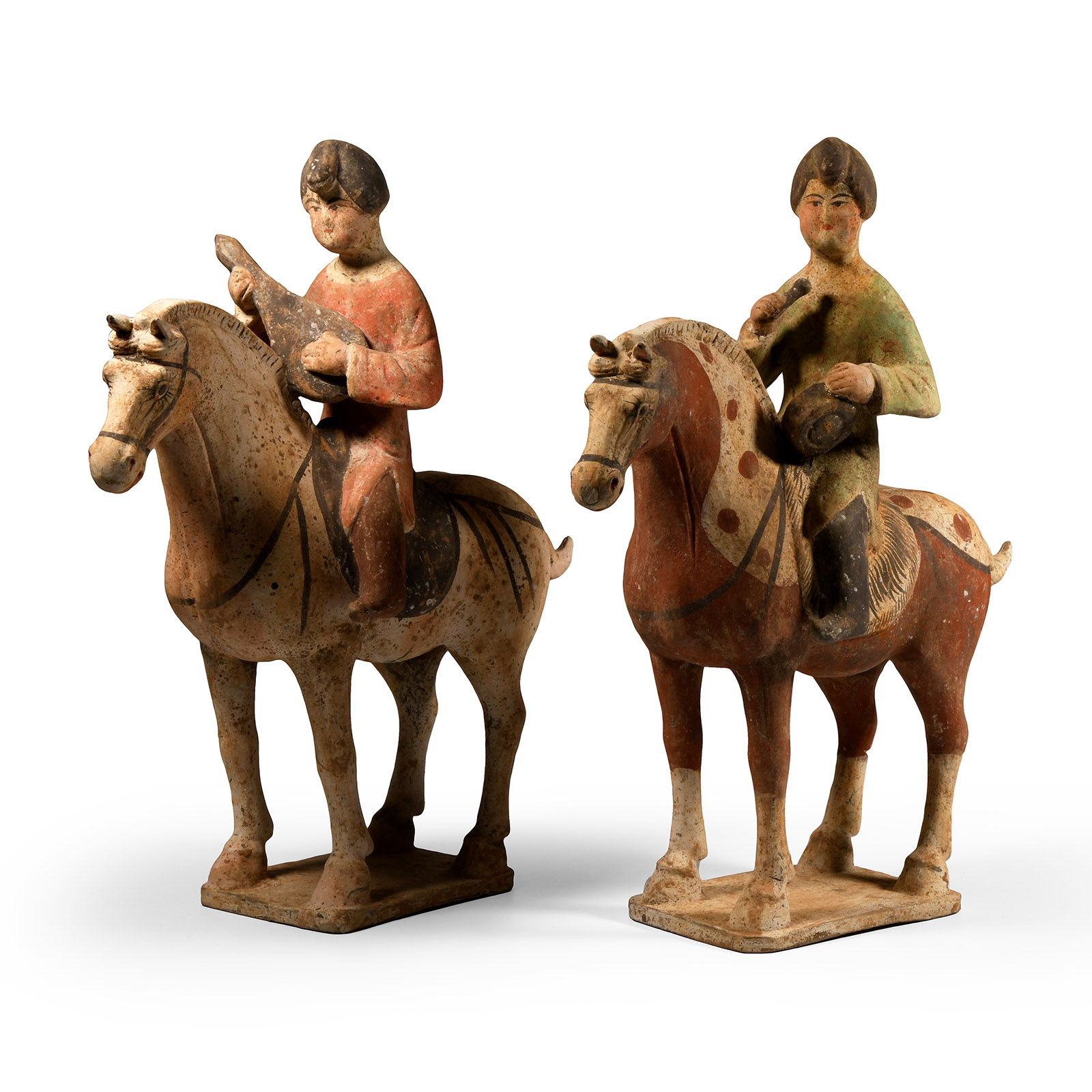 Pair of Large Chinese Tang Terracotta Musicians