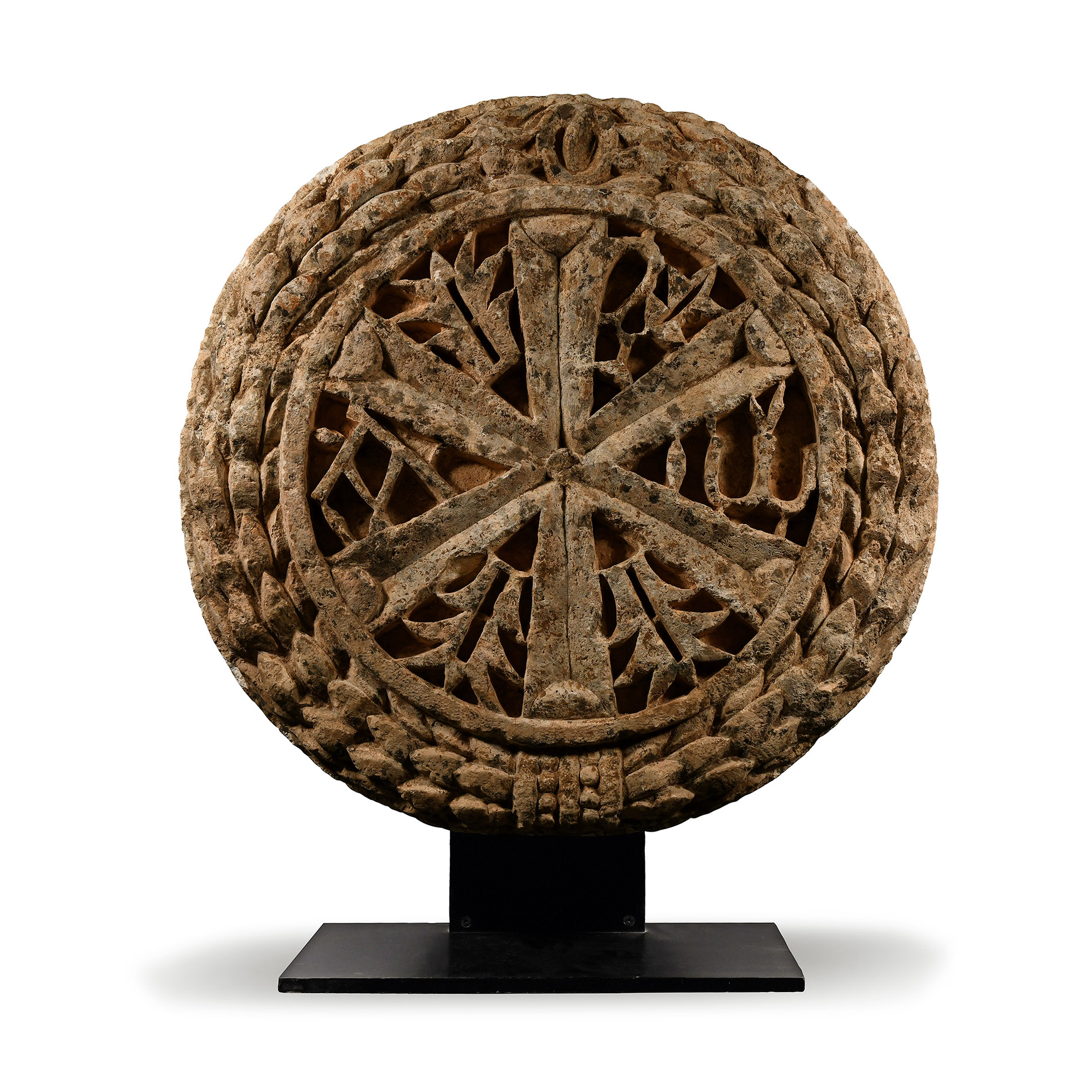 Monumental Byzantine Limestone Chi Rho Roundel