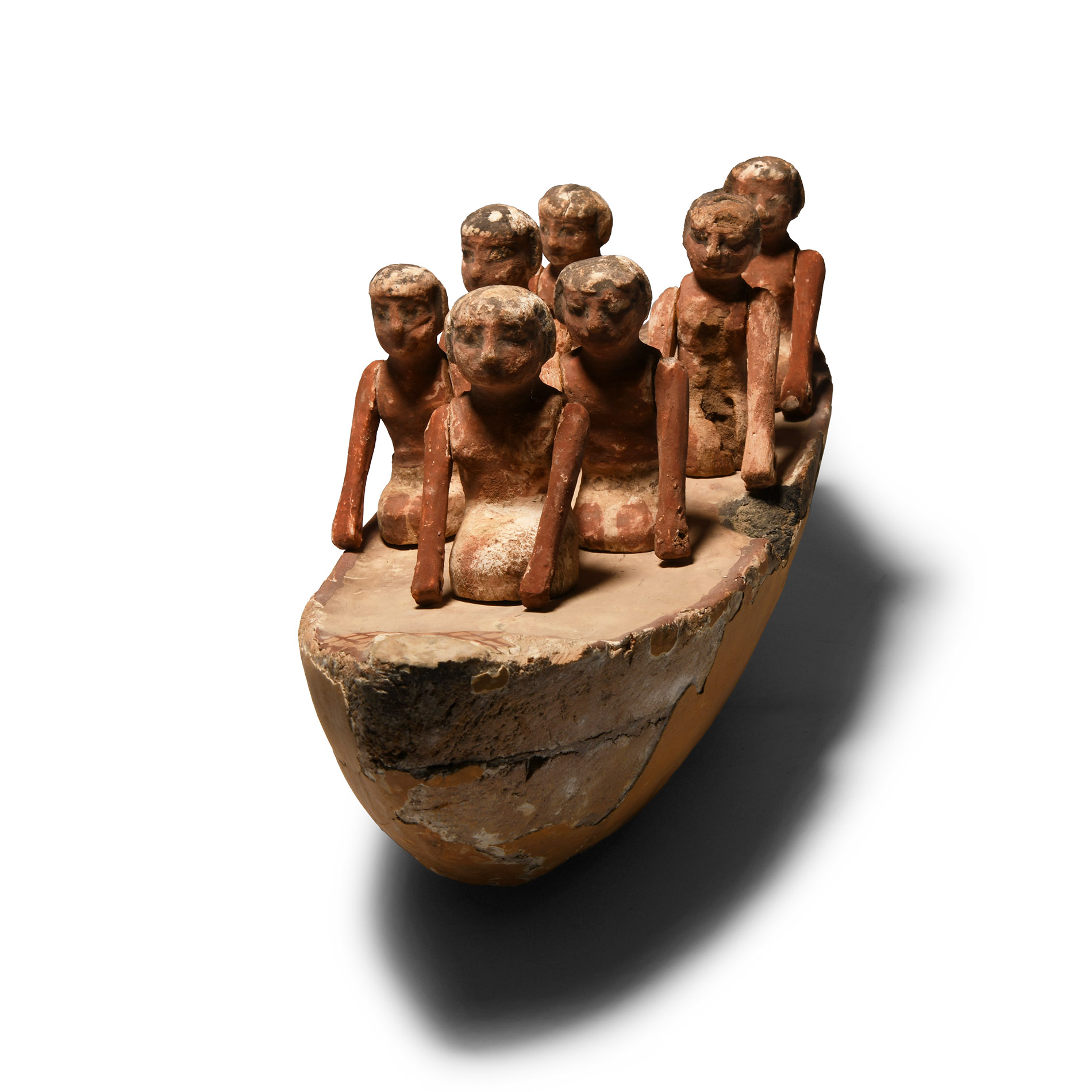 Egyptian Wooden Model Boat with Oarsmen