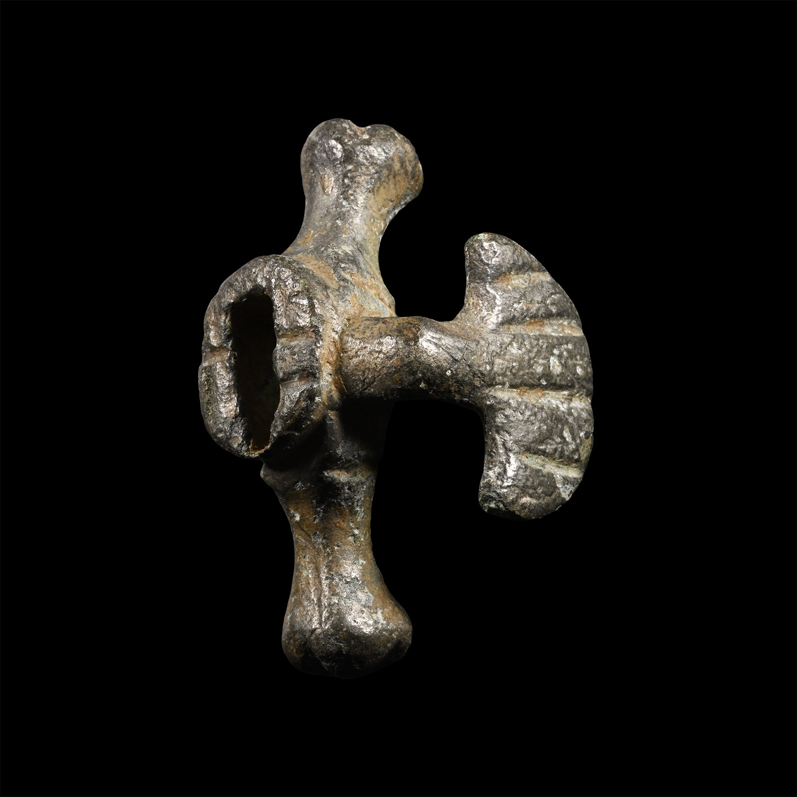 Medieval Bronze Dagger Quillon with Scallop Shell
