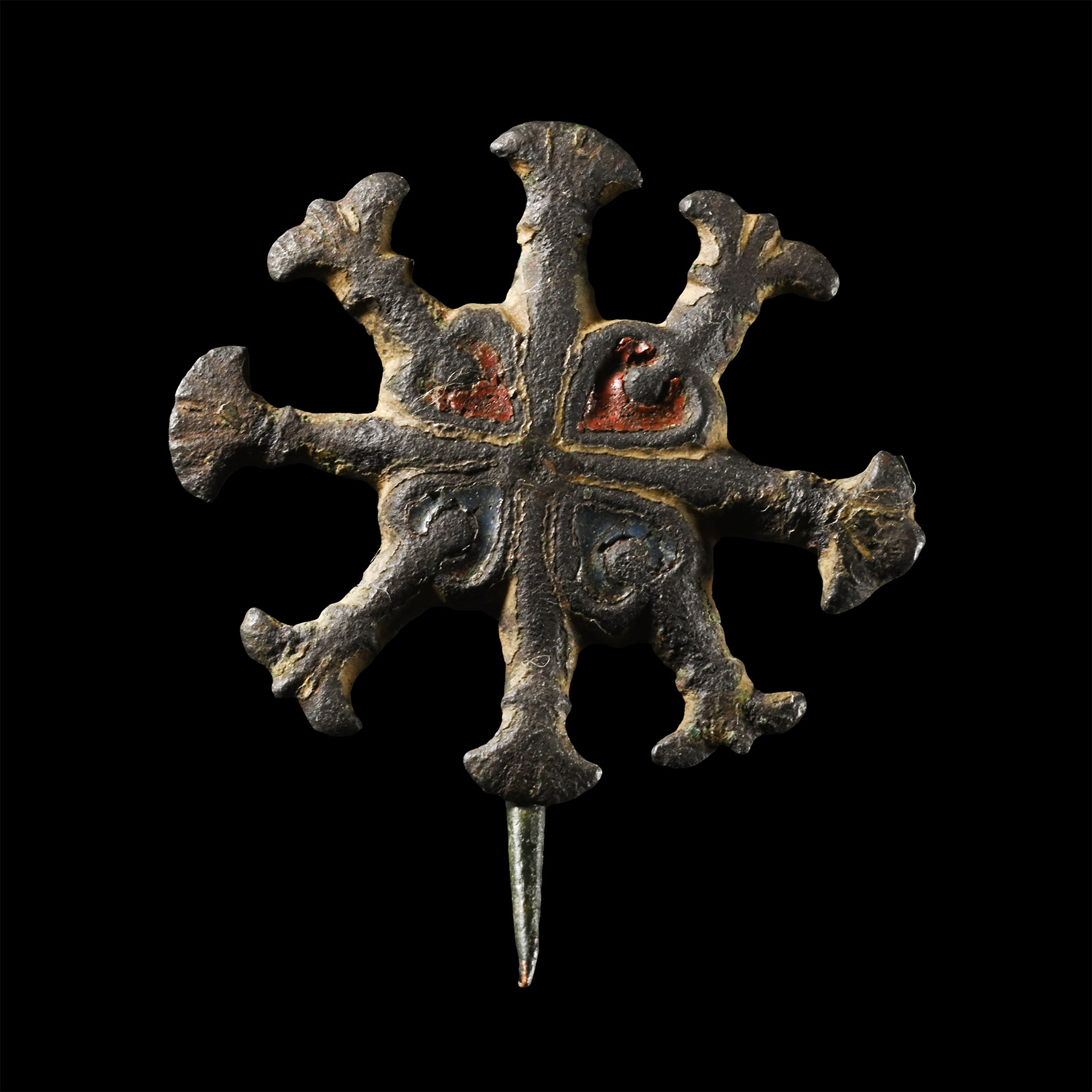 Medieval Knight's Bronze Enamelled Pin Badge
