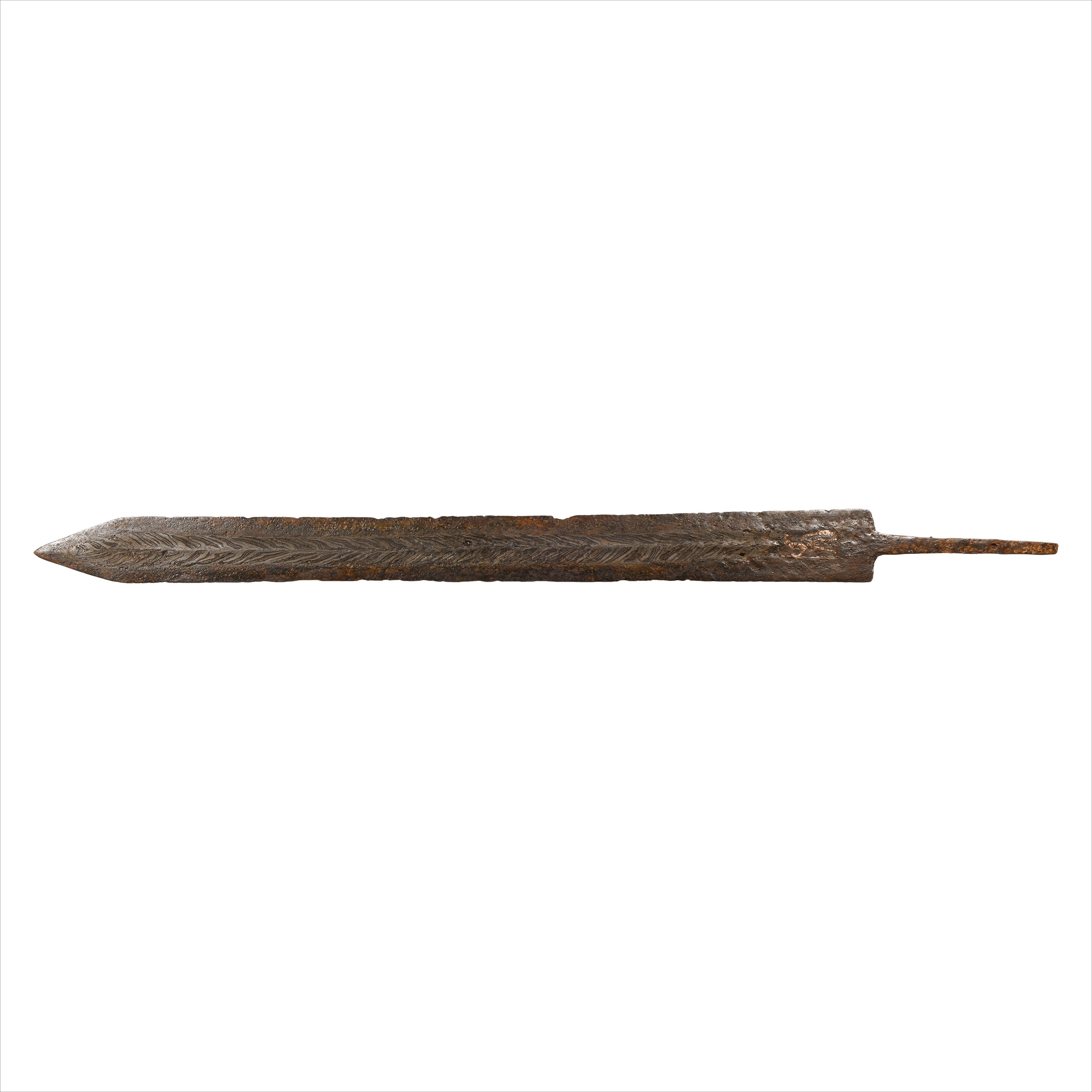 Roman Pattern-Welded Iron Spatha with Inlaid Military Figure