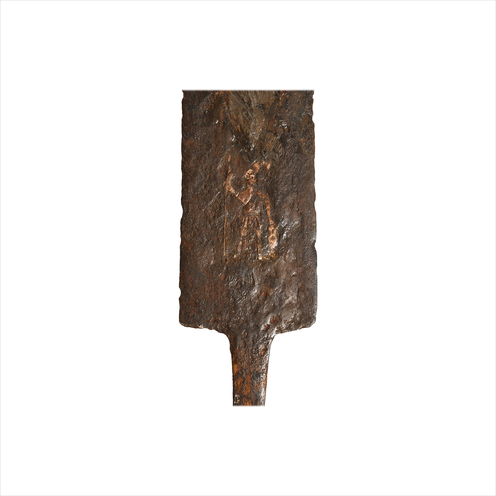 Roman Pattern-Welded Iron Spatha with Inlaid Military Figure