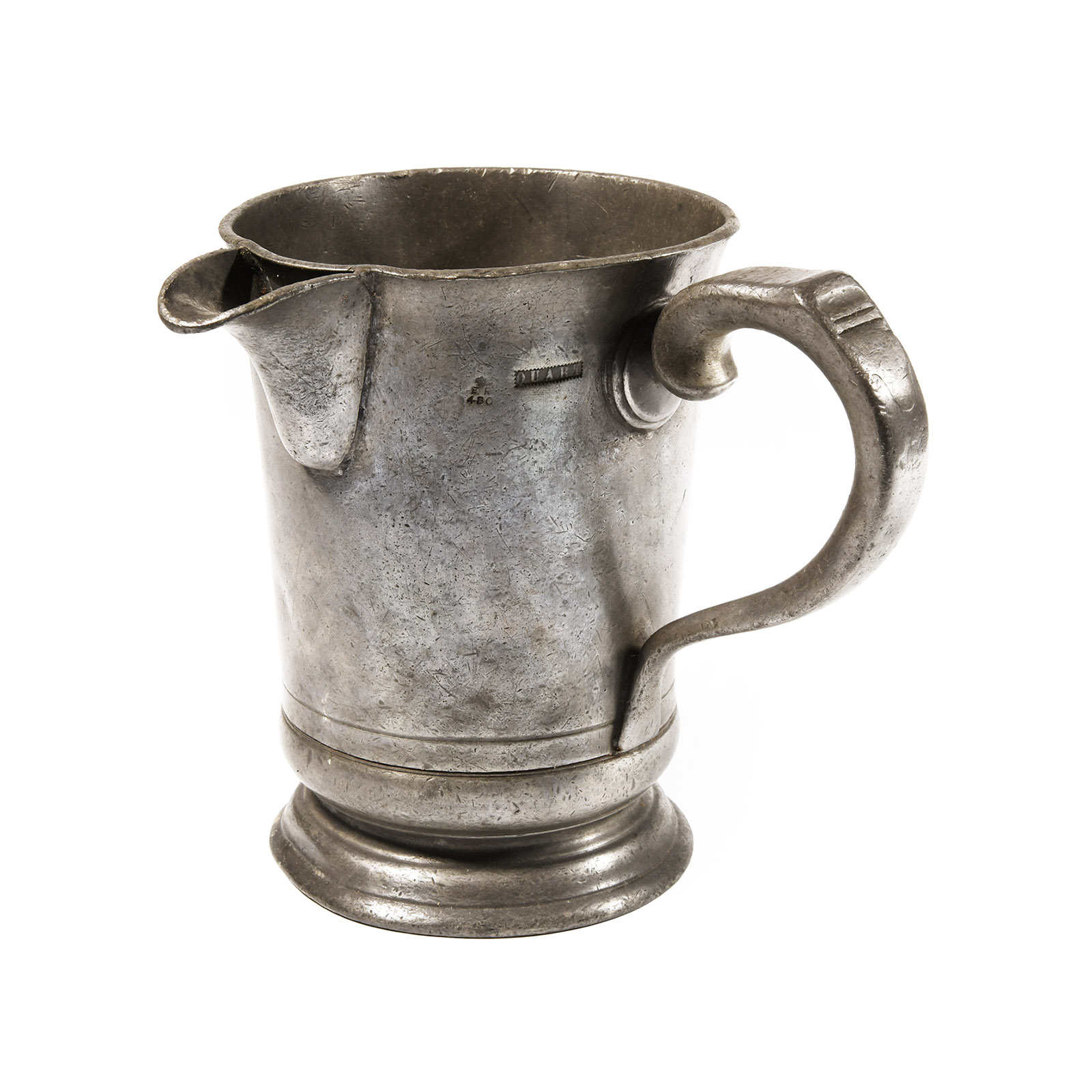 Georgian 'Coach & Horses, Plaistow' Pewter Quart Jug