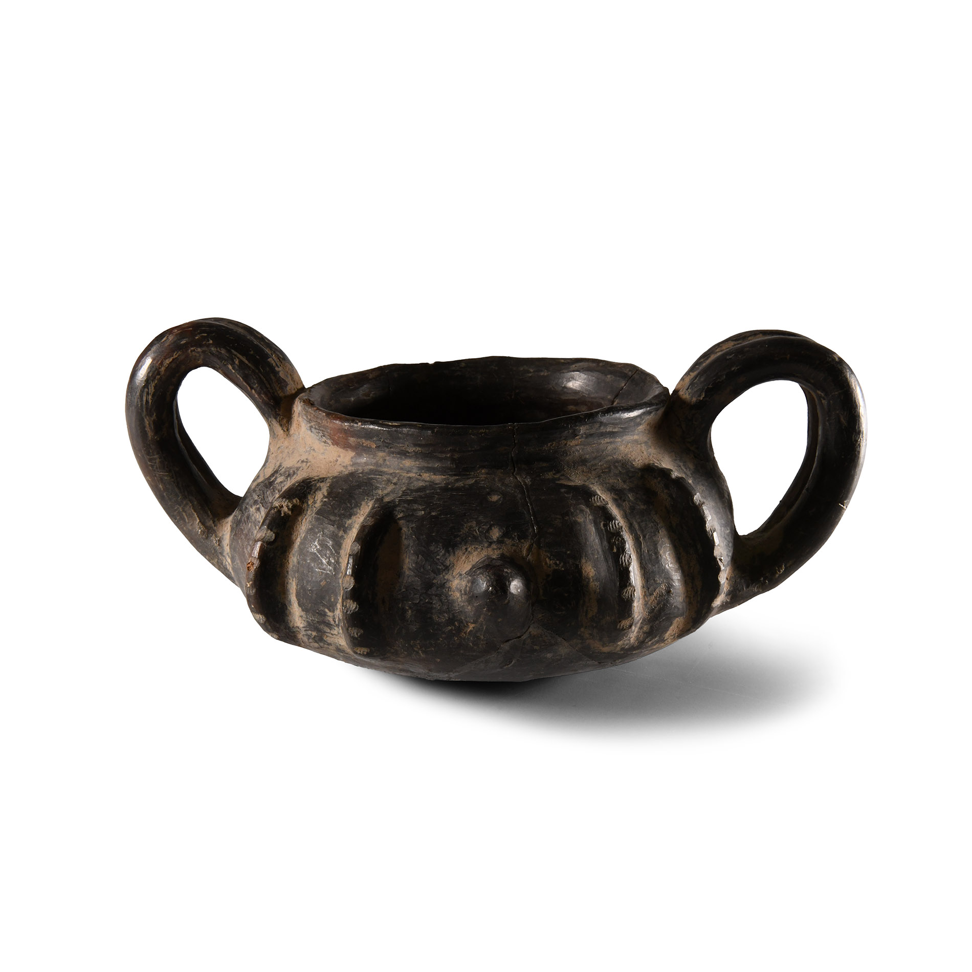 Etruscan Bucchero Kantharoid Vessel