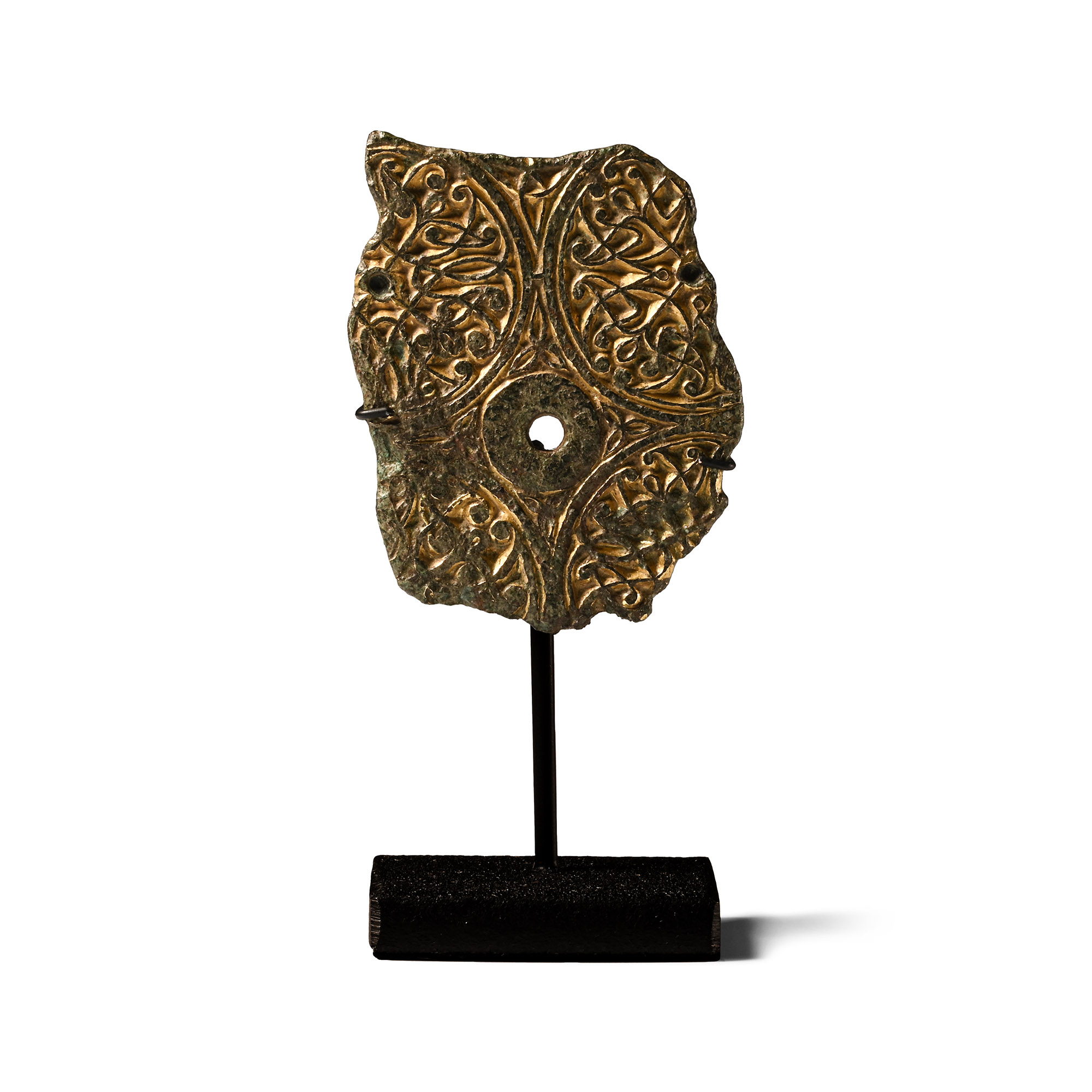 Anglo-Saxon Gilt Chip-Carved Bronze Mount