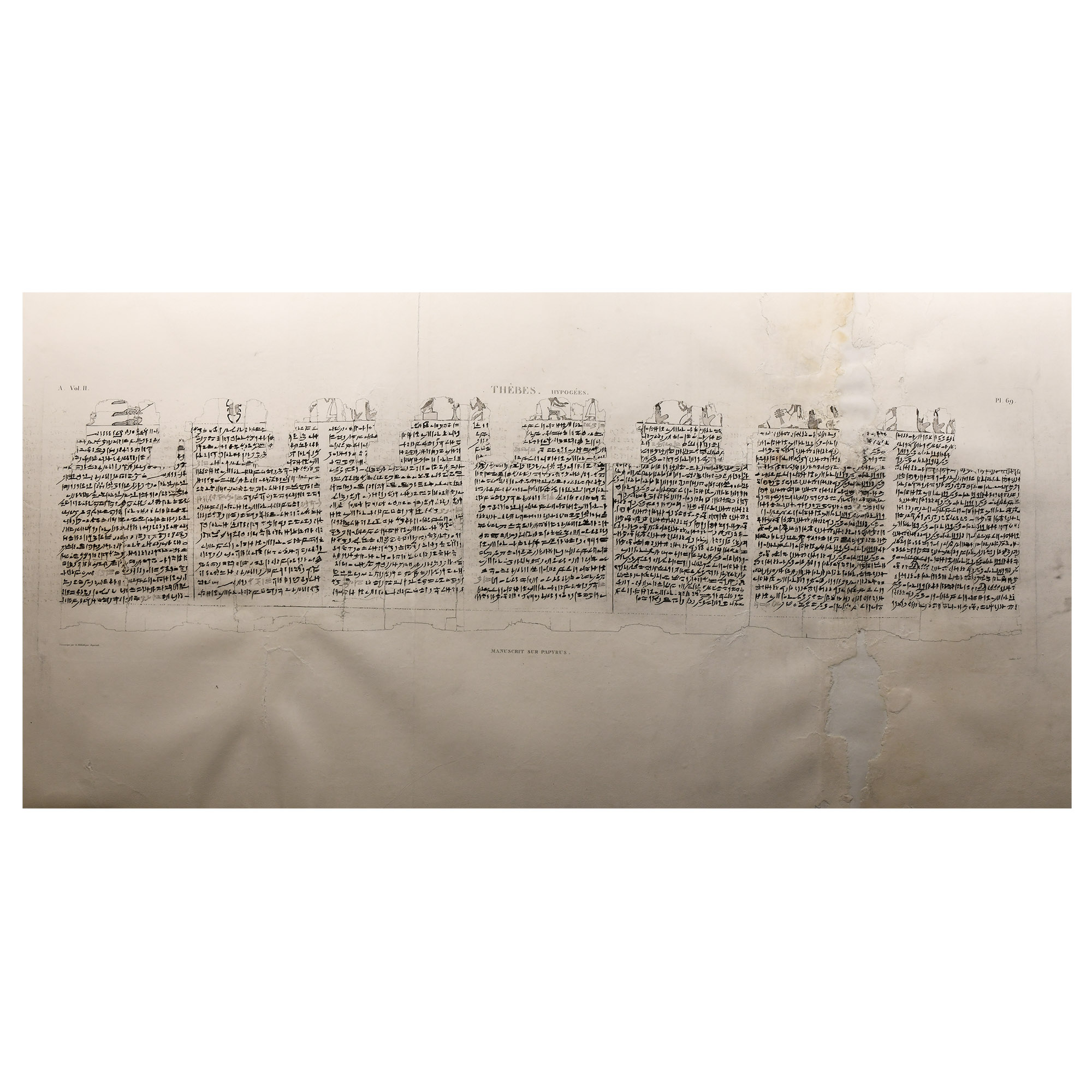 Large Egyptian Expedition Lithograph Print of Hieroglyphs
