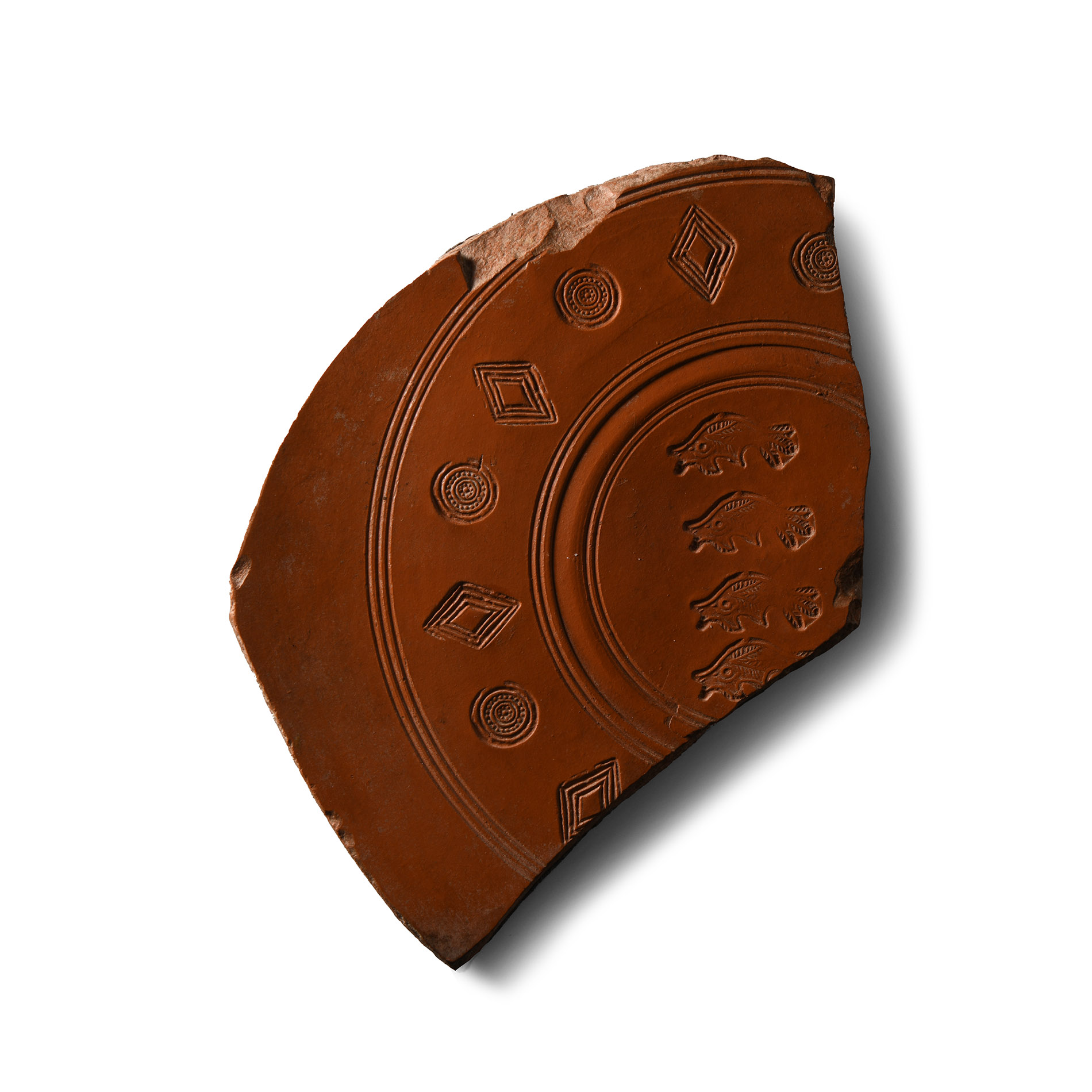 Roman Redware Fish Sherd with Christian Symbols