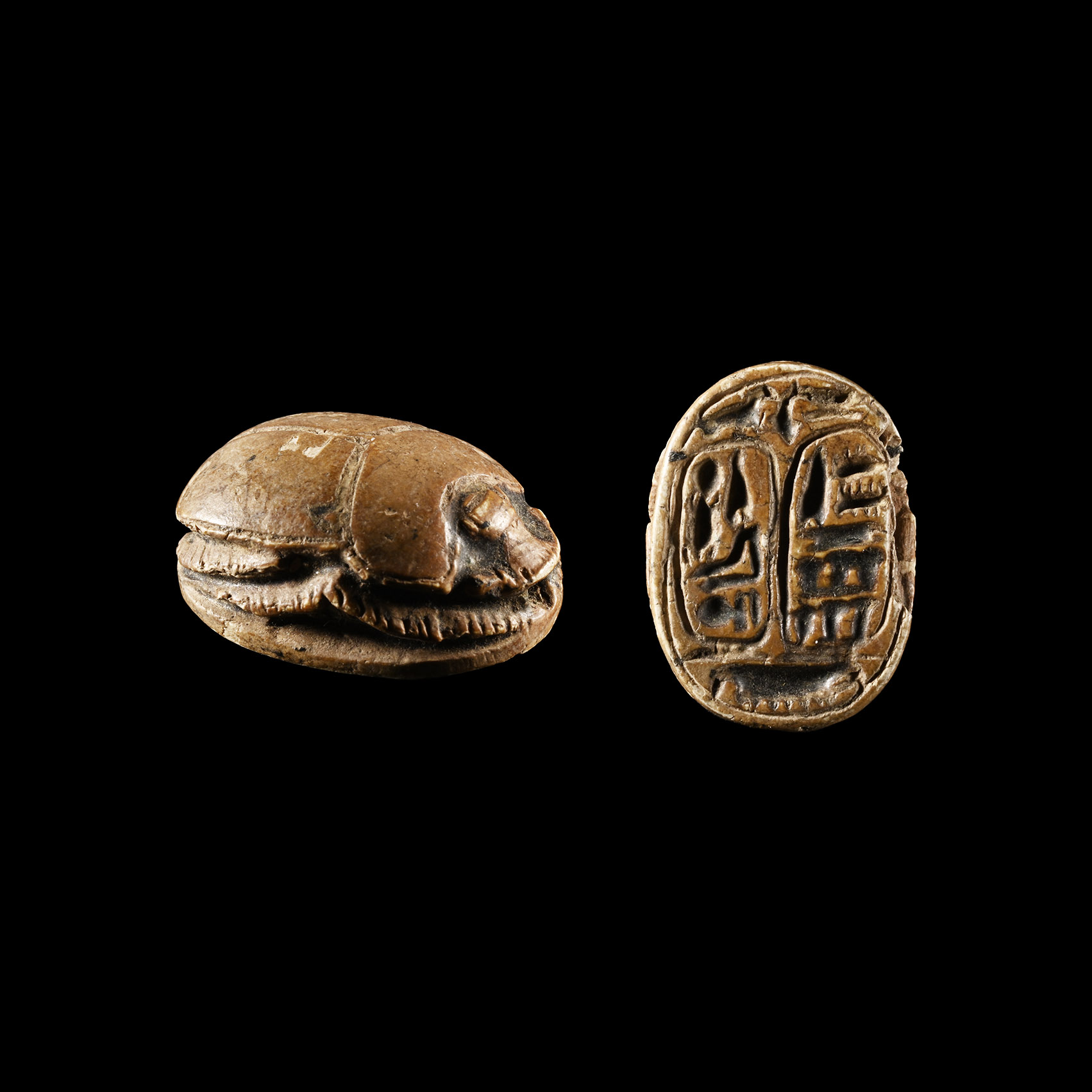 Egyptian Steatite Scarab with Hieroglyphs