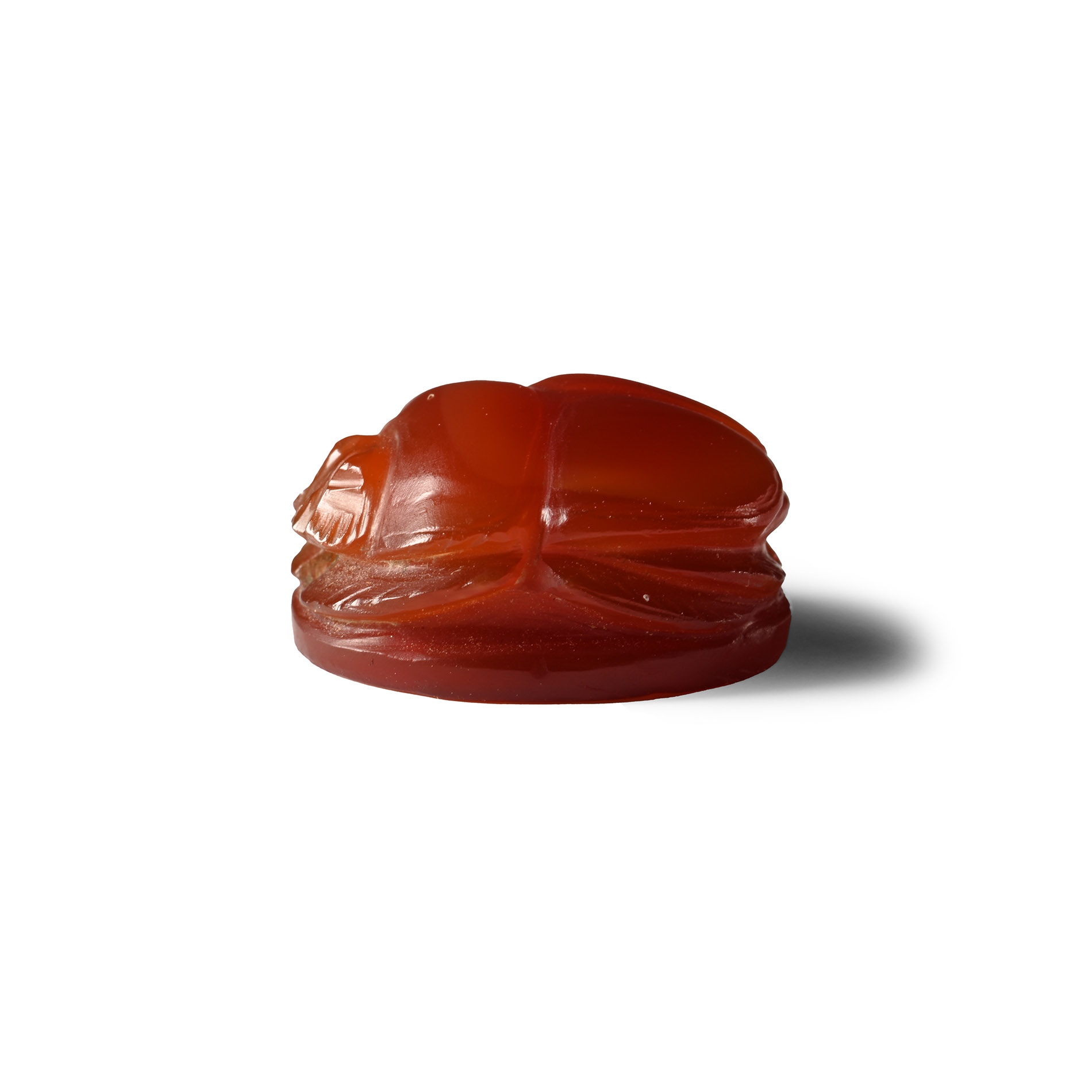 Egyptian Carnelian Scarab with Symbols Representing the Royal Title 'King of Upper and Lower Egypt'