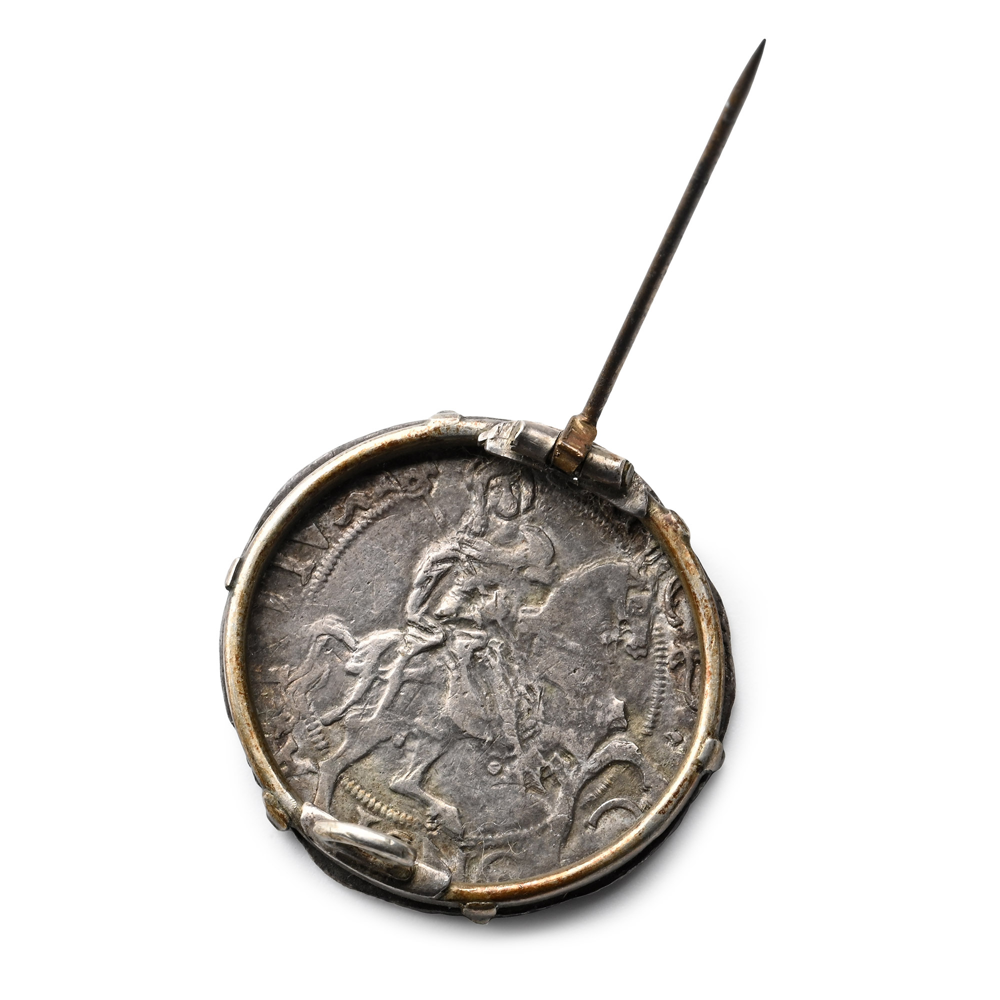 Italy. Marquisate of Saluzzo, Ludovico II Silver Issue in Later Silver Brooch.