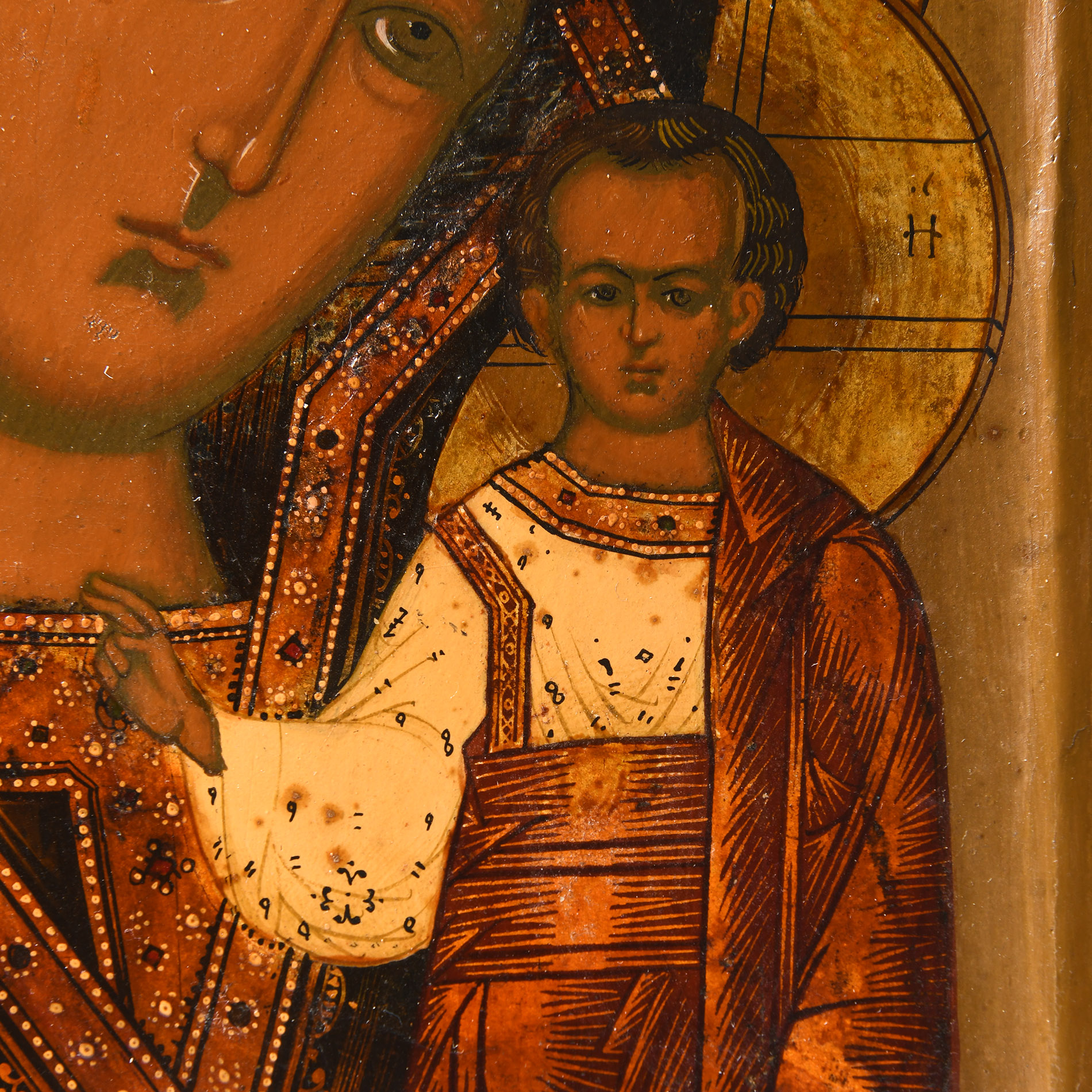 Russian Icon with Virgin of Kazan with the Blessing Child