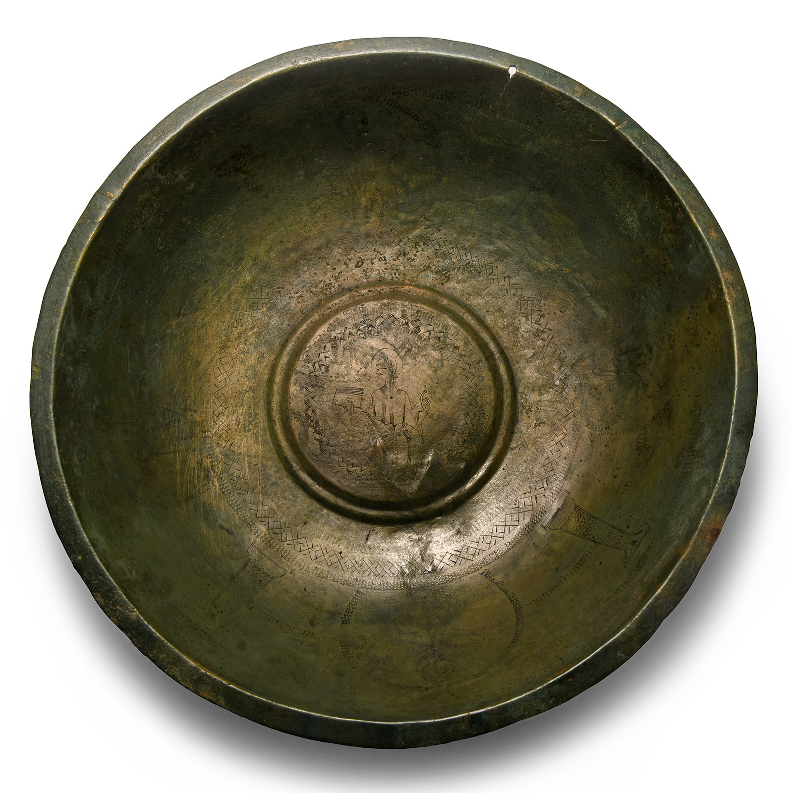 Byzantine Liturgical Bronze Bowl with Figures