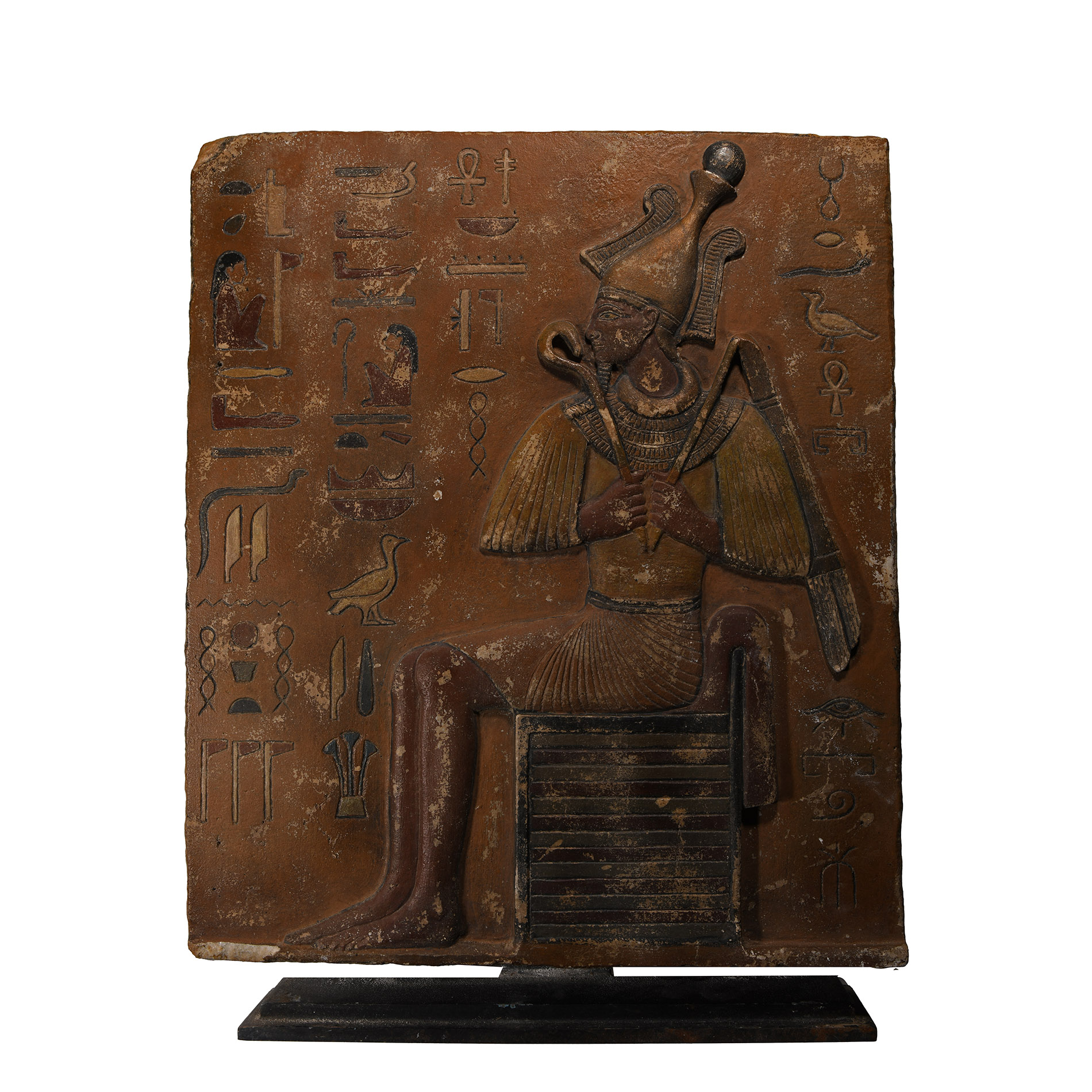 Large Egyptian Revival Painted Stone Plaque