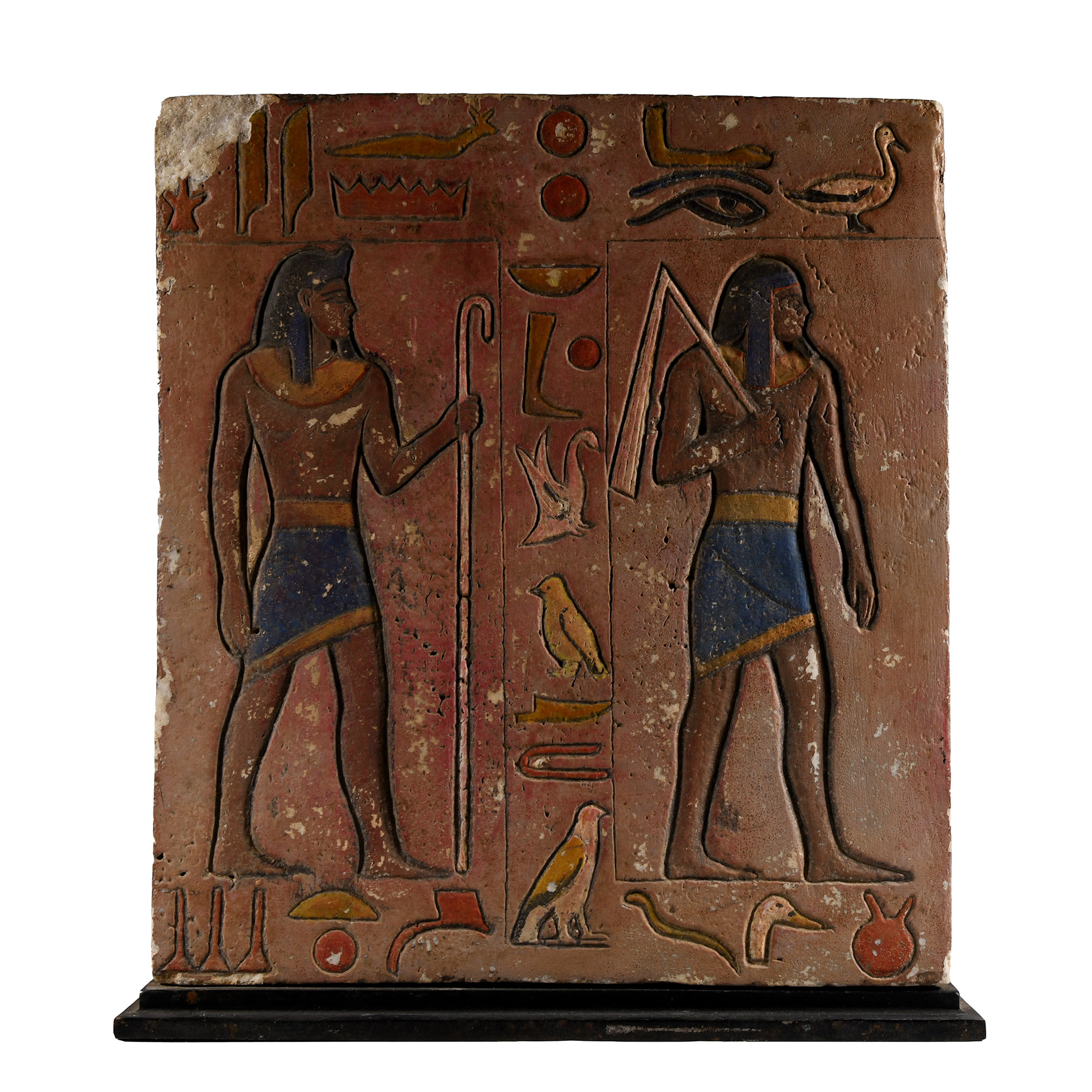 Large Egyptian Revival Painted Stone Plaque