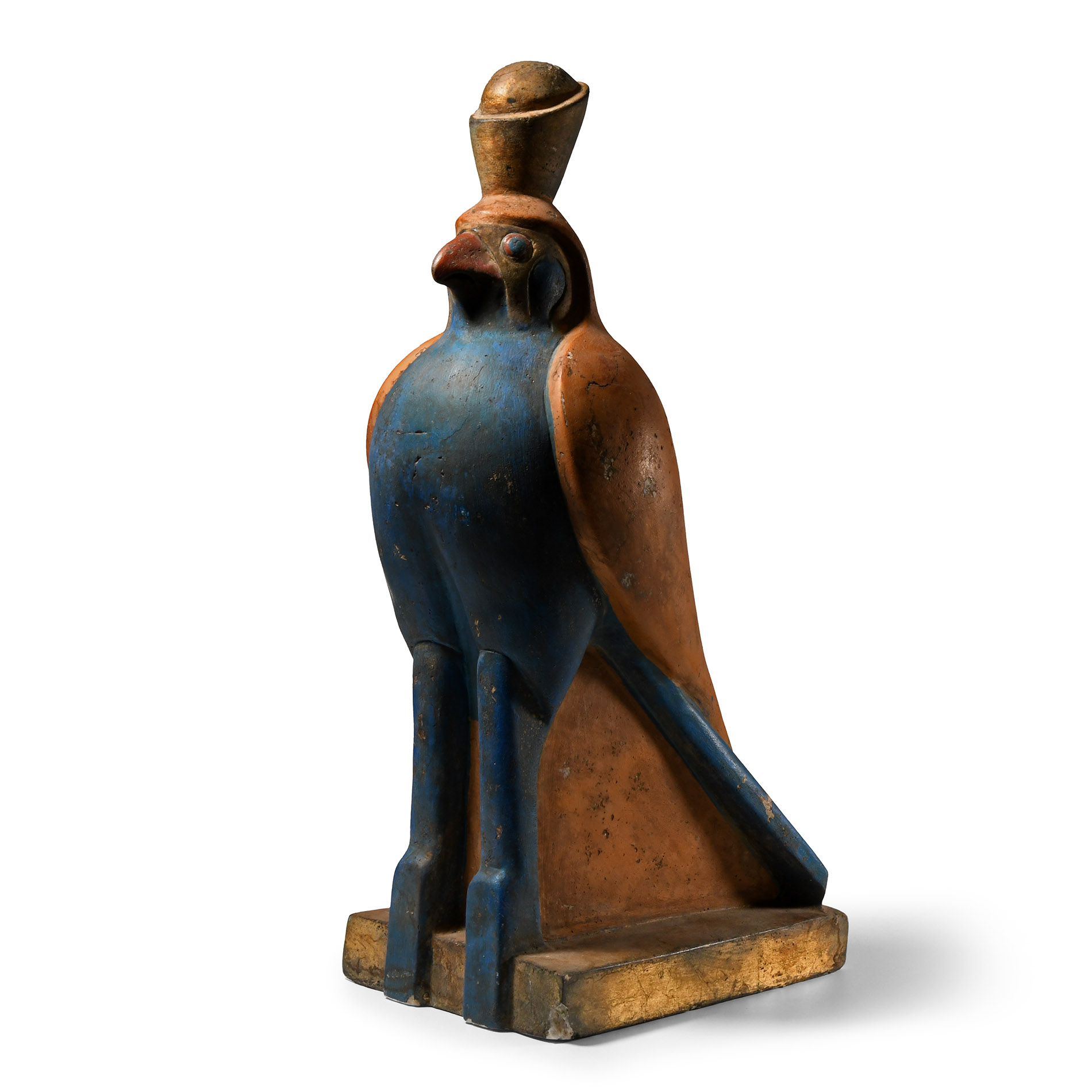Large Egyptian Revival Painted Stone Statue