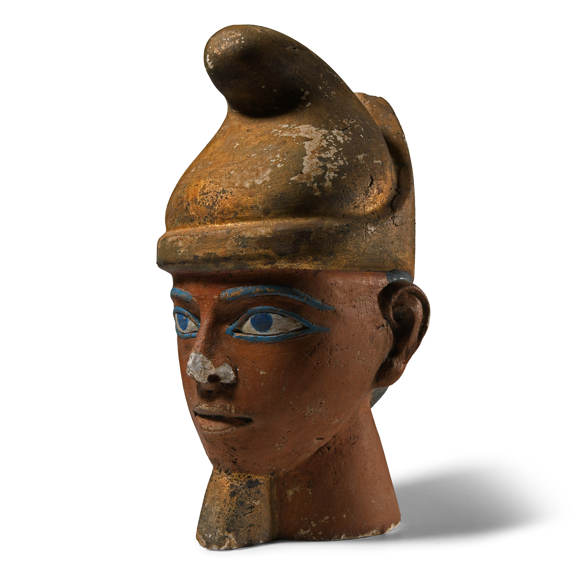 Large Egyptian Revival Painted Stone Statue