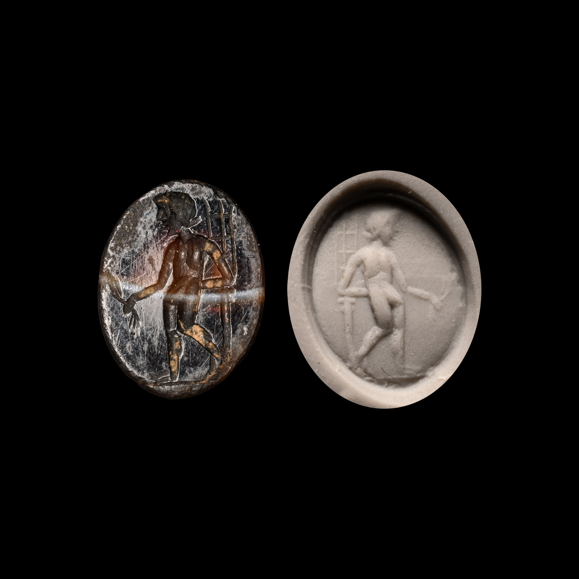 Roman Banded Agate Gemstone with Apollo