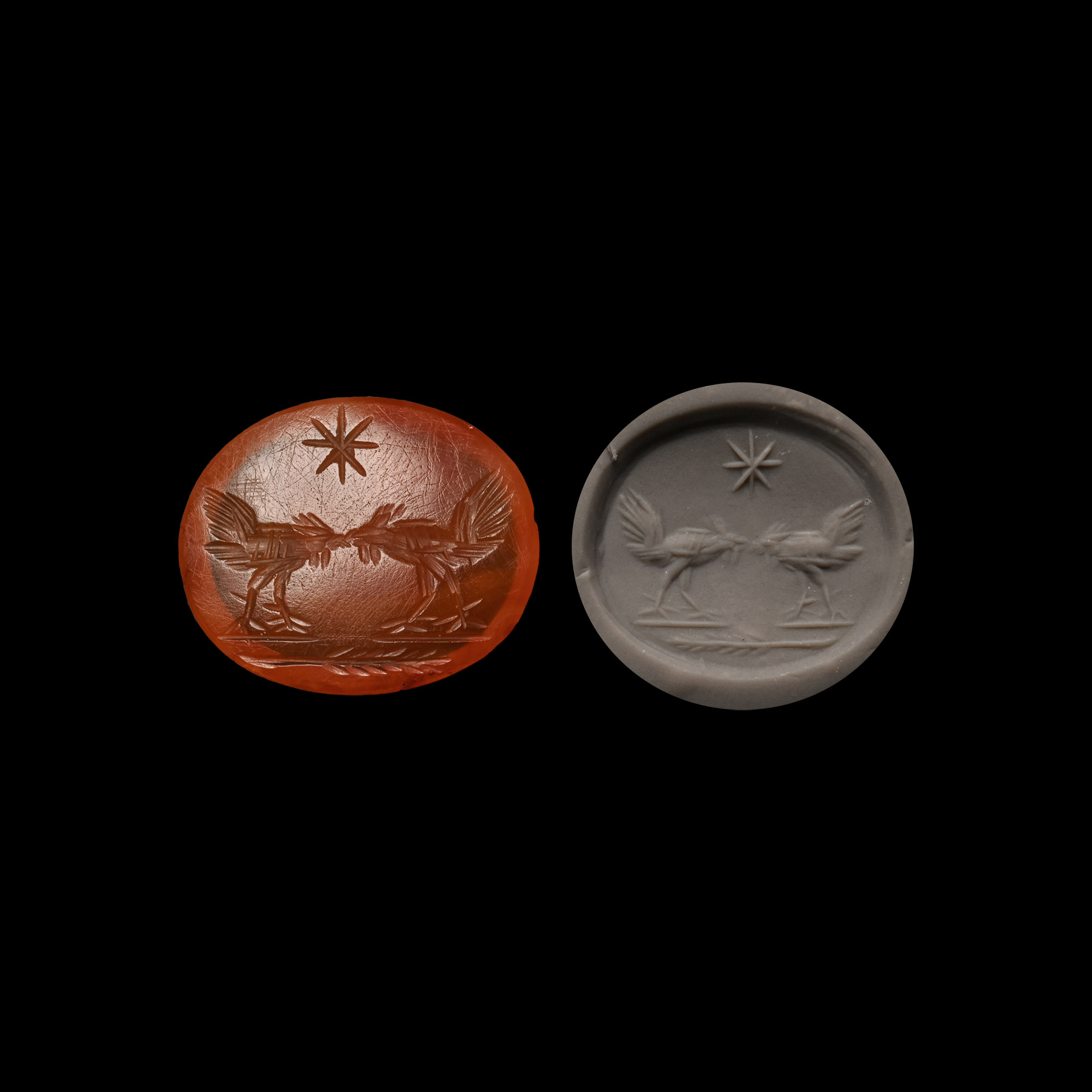 Roman Carnelian Gemstone with Cock Fight