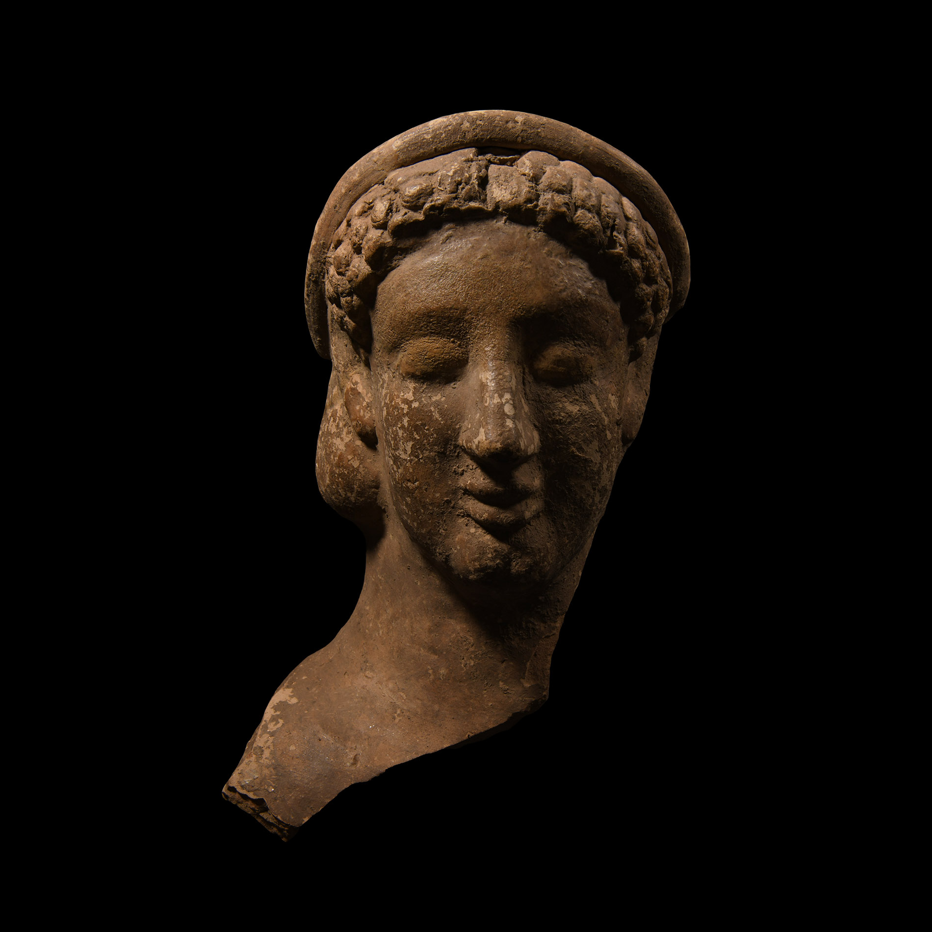 Greek Terracotta Head Fragment